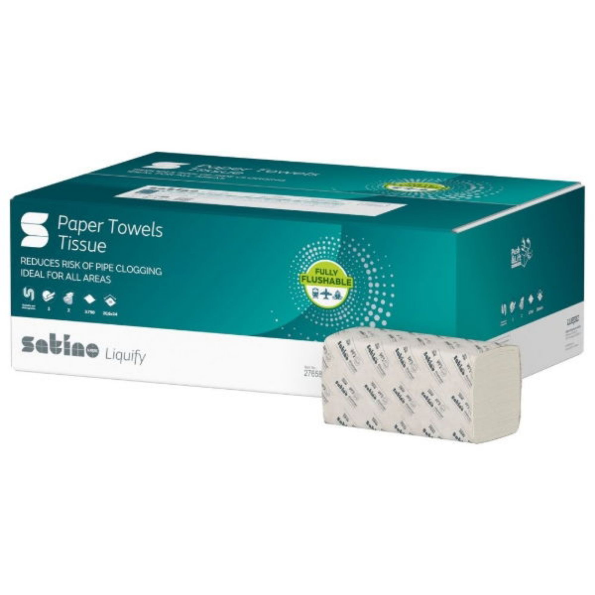 Picture of 2ply Satino Flushable White Zfold Hand Towel (PT2) (25x150) - 130028