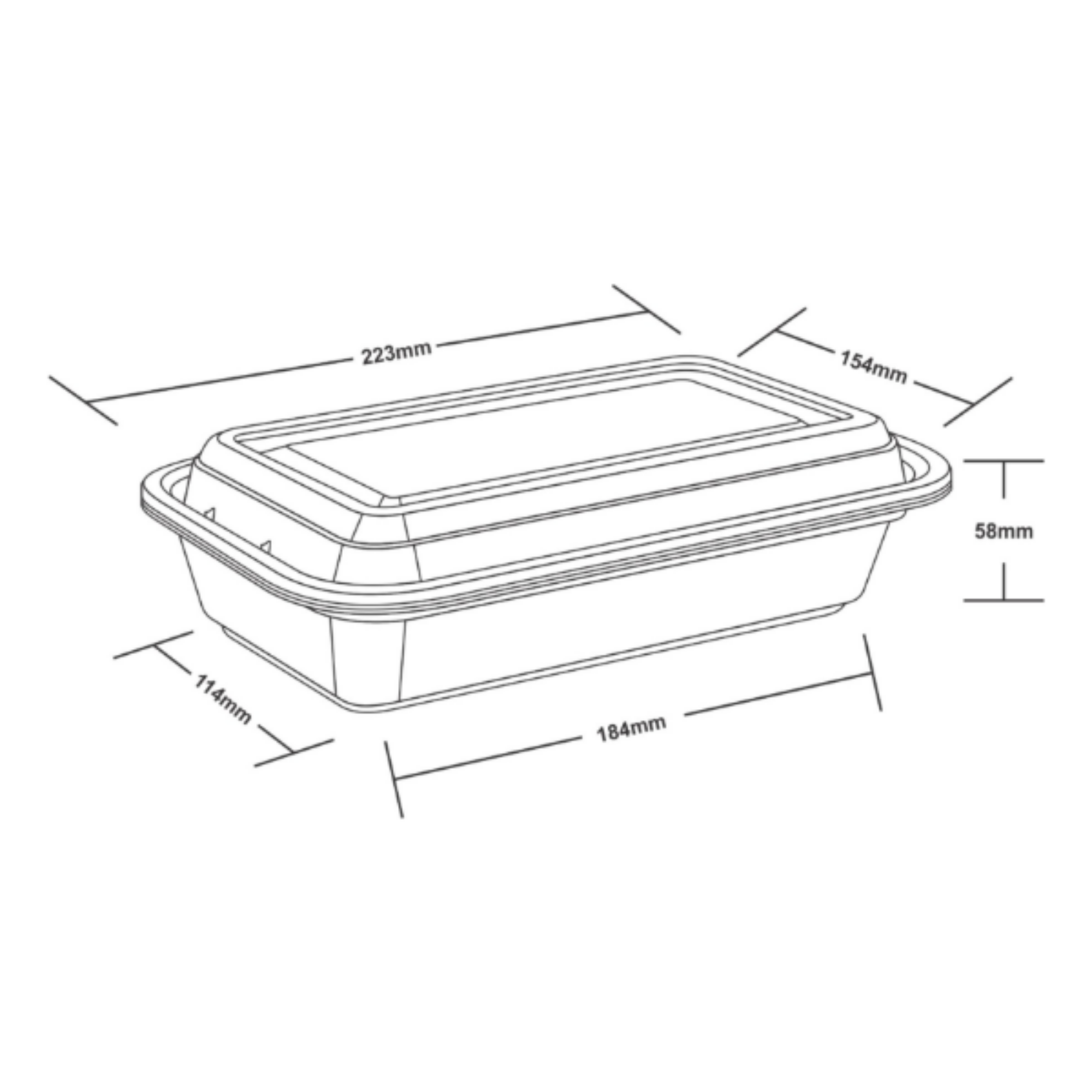 Picture of 32oz Onyx 1 Comp PP Microwavable & Reusable Black Base Clear Lid (6x25)