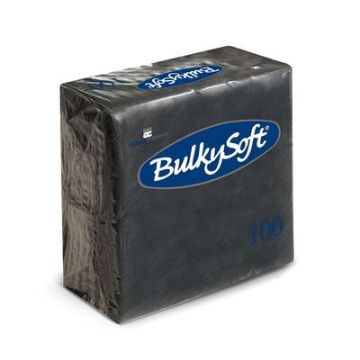Picture of Bulkysoft 24x24cm Black 2ply 4fold Cocktail Napkins (20x100)