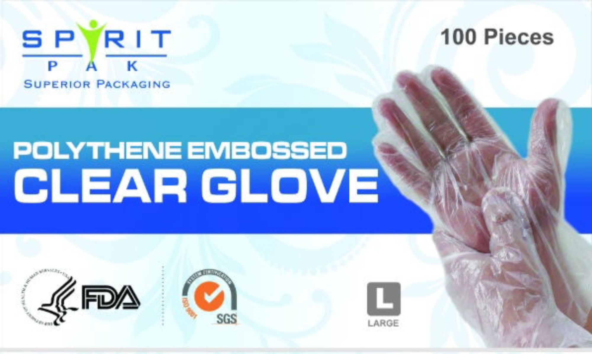 Picture of Large Poly gloves clear embossed PE (100x100) - 122174