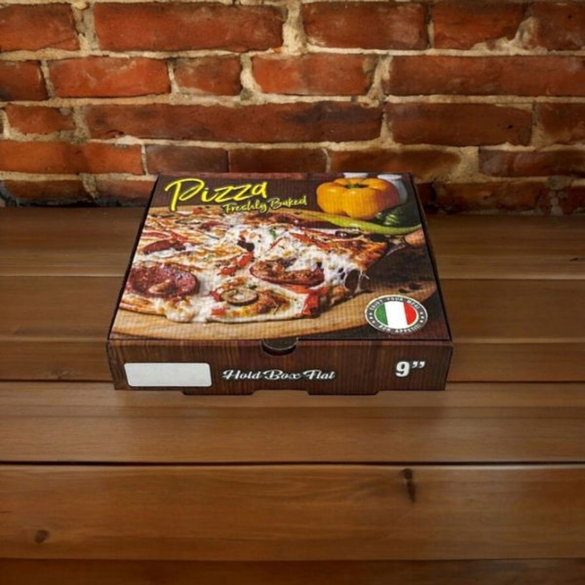 Picture of 9" Freshly Baked corrugated pizza box (100)