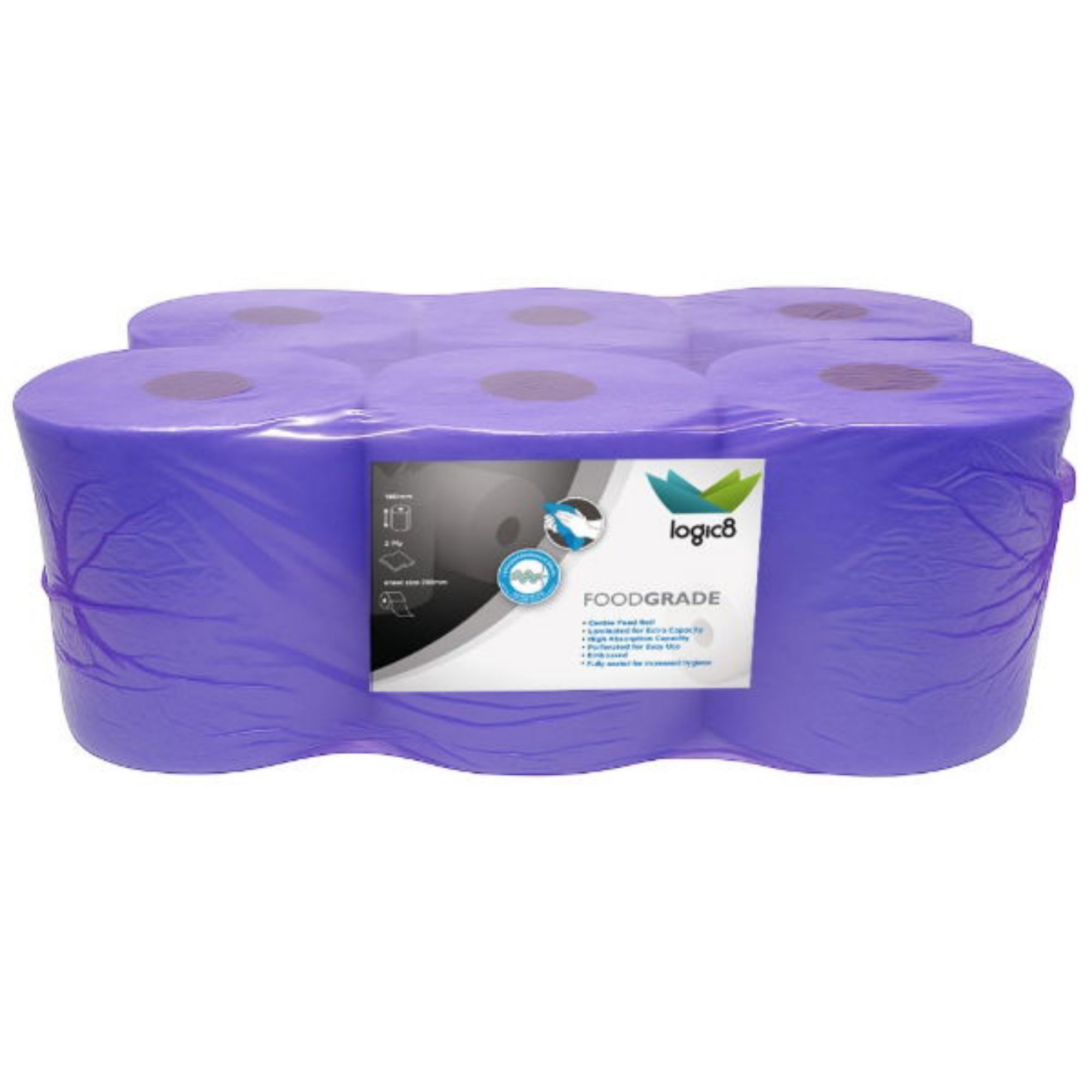 Picture of Logic8 120m Blue Centrefeed Roll (LT1)(6) - L8CFB120