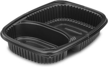 Picture of 34oz Black 2-Compartment Microwaveable Containers (8x40)