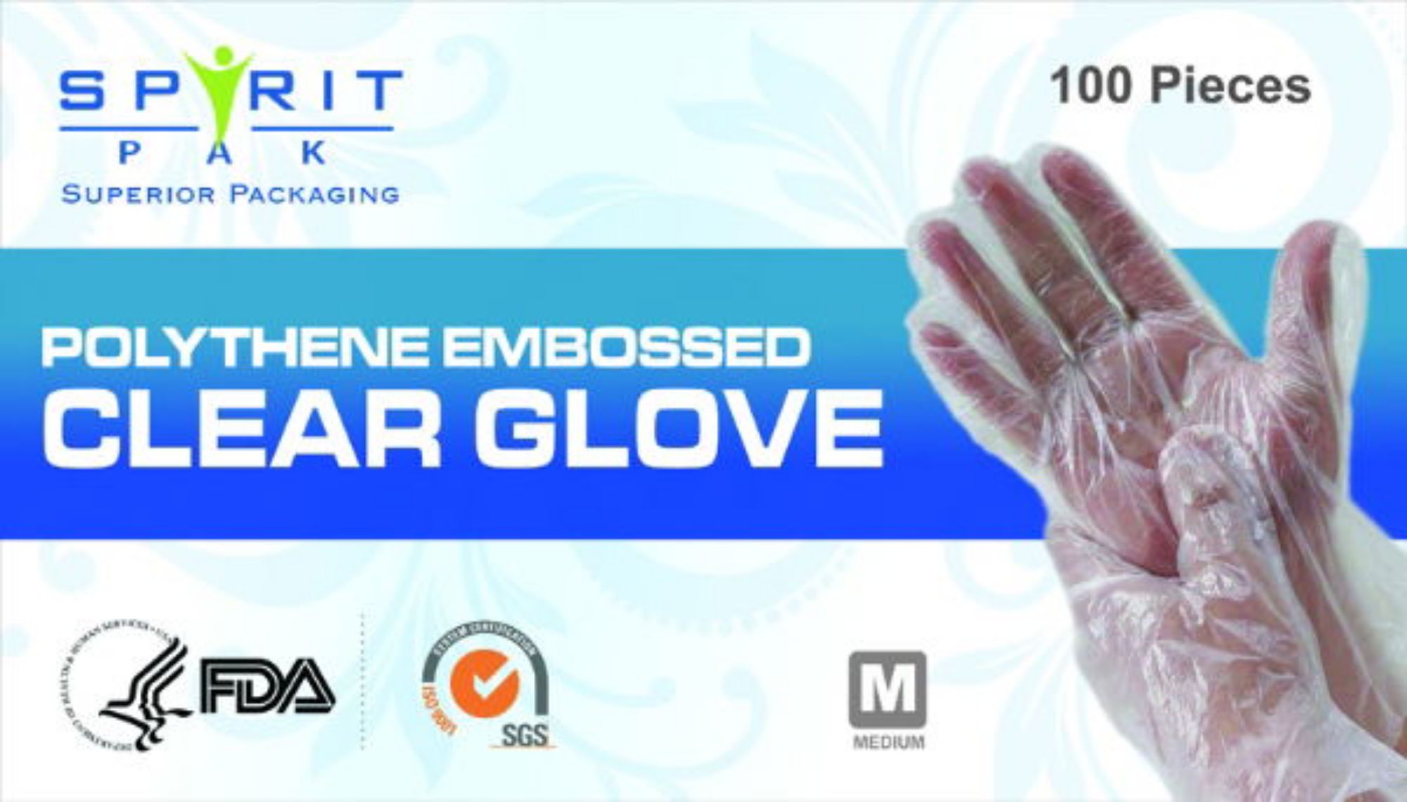 Picture of Medium Poly gloves clear embossed PE (100x100) - 122173