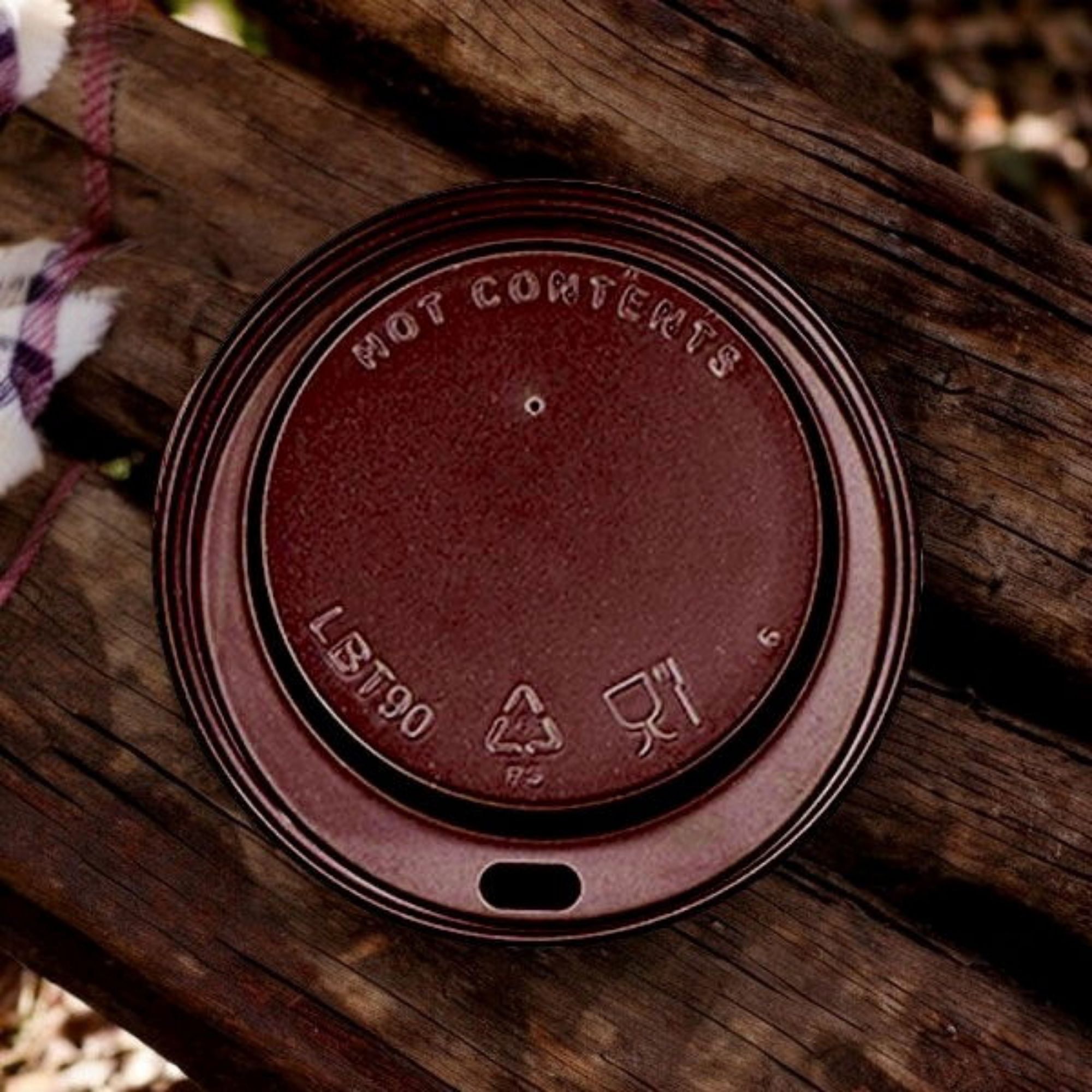 Picture of 90mm Brown Hot Cup Lids  (12/16oz ) (10x100)