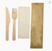 Picture of 3 in 1 Wooden Cutlery Set - Fork, Knife and Napkin (20x50's) - 140046