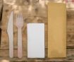 Picture of 3 in 1 Wooden Cutlery Set - Fork, Knife and Napkin (20x50's) - 140046
