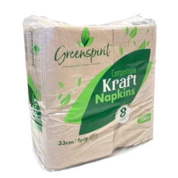 Picture of 33cm 2ply 8 fold Compostable Kraft Napkins (20 x 100's)