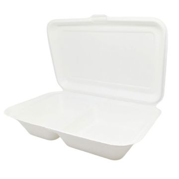 Picture of 9x6x2" - 2 Compartment Bagasse Meal Box (1000ml) (5x50)