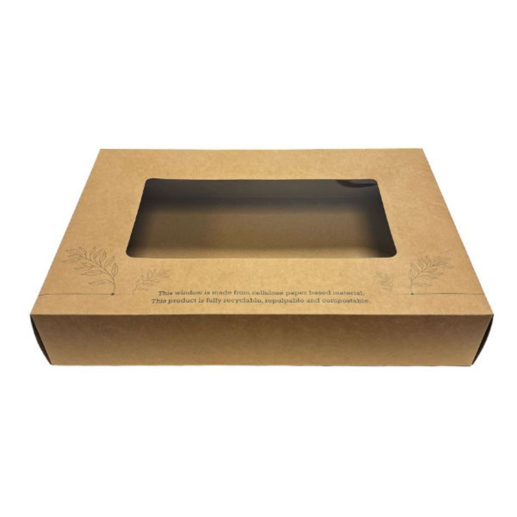 Picture of Large Kraft Platter Box & Insert Compostable Window (450mm x 310mm) (25s) - 200036