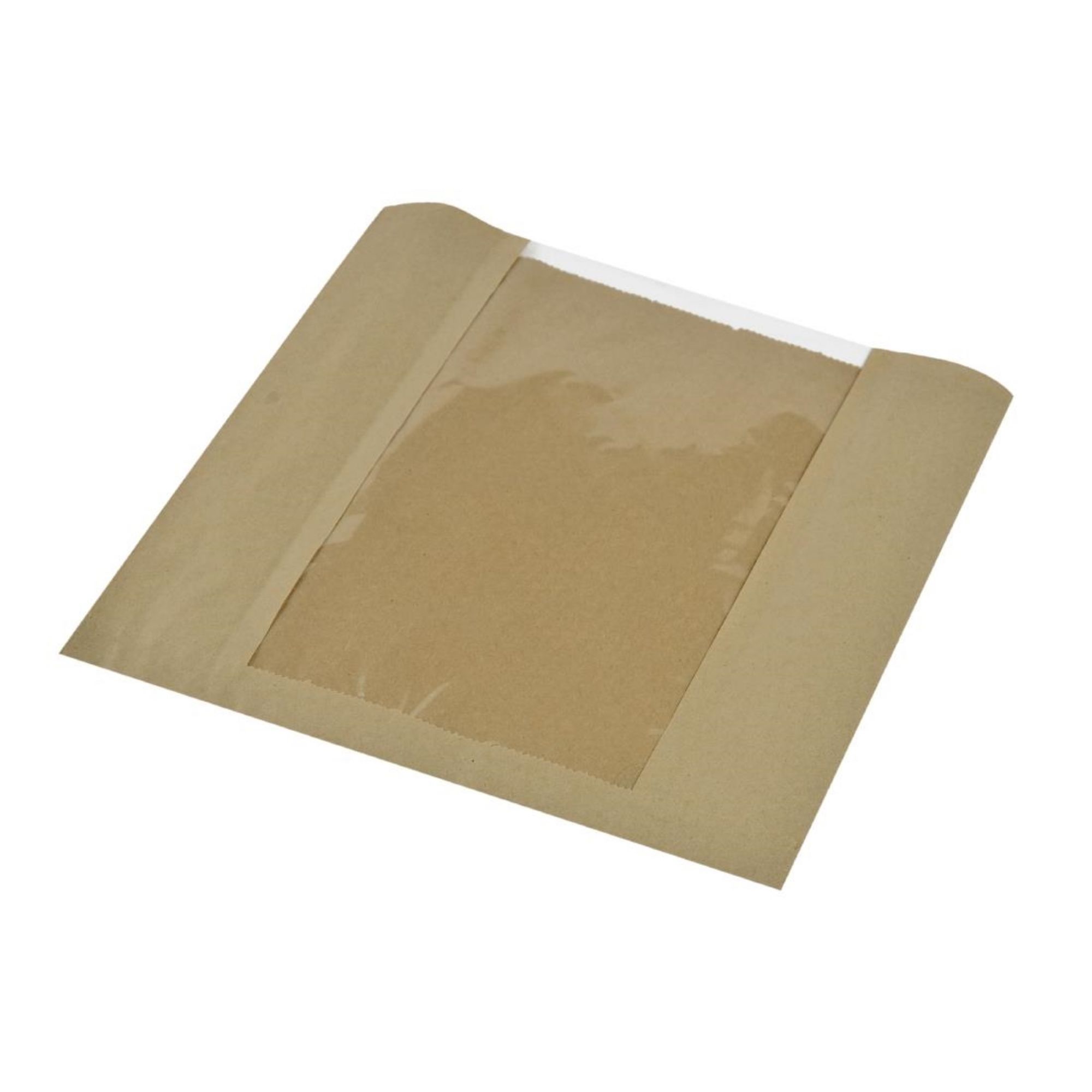 Picture of Vegware Compostable Kraft Sandwich Bags With PLA Window Large (1000 pack) - DW638