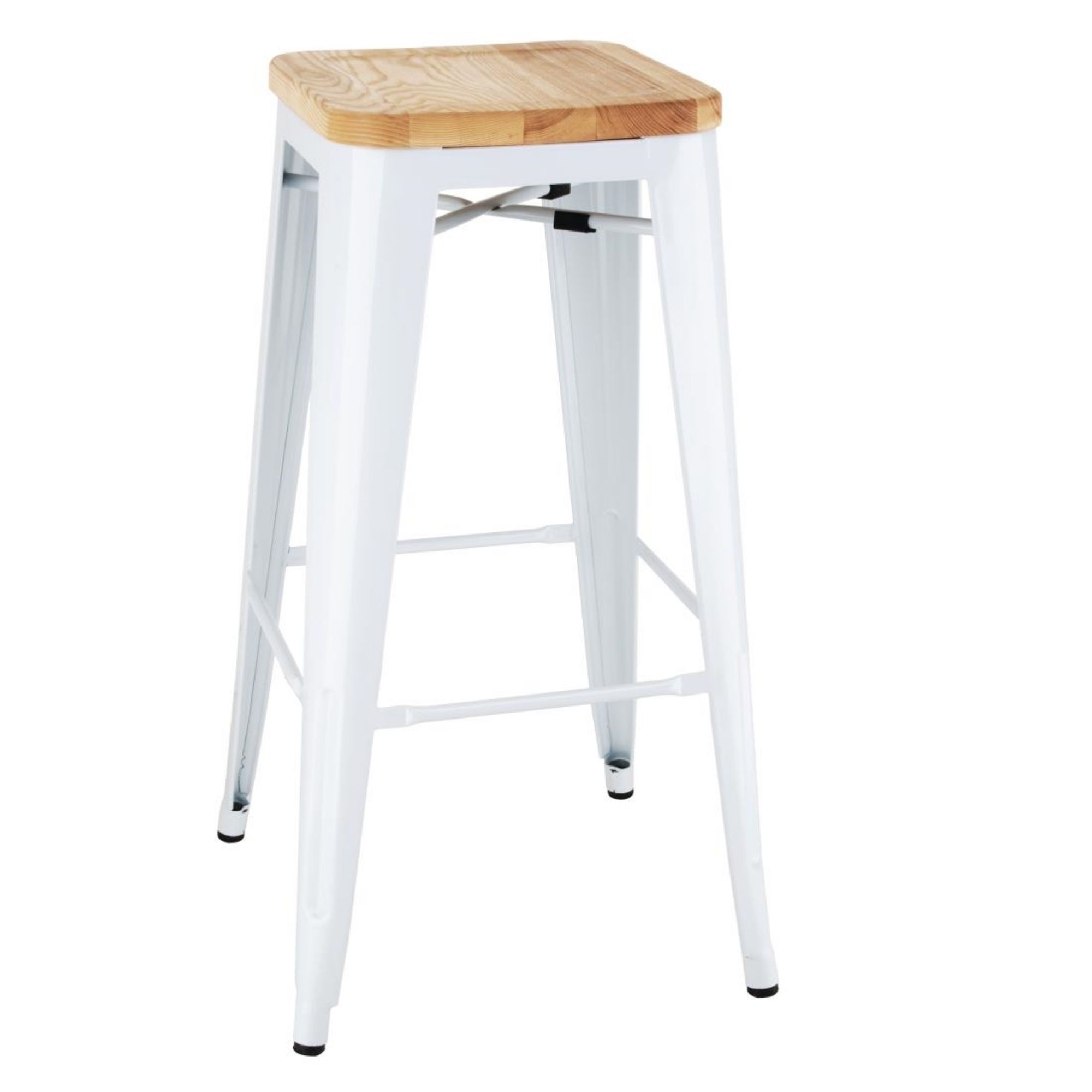 Picture of Bolero Bistro High Stools with Wooden Seatpad White (4 pack) - DW739