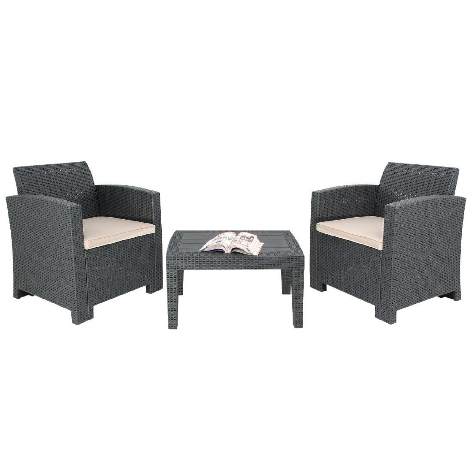 Picture of Bolero PP Armchair and Table Wicker Set Grey - DR309