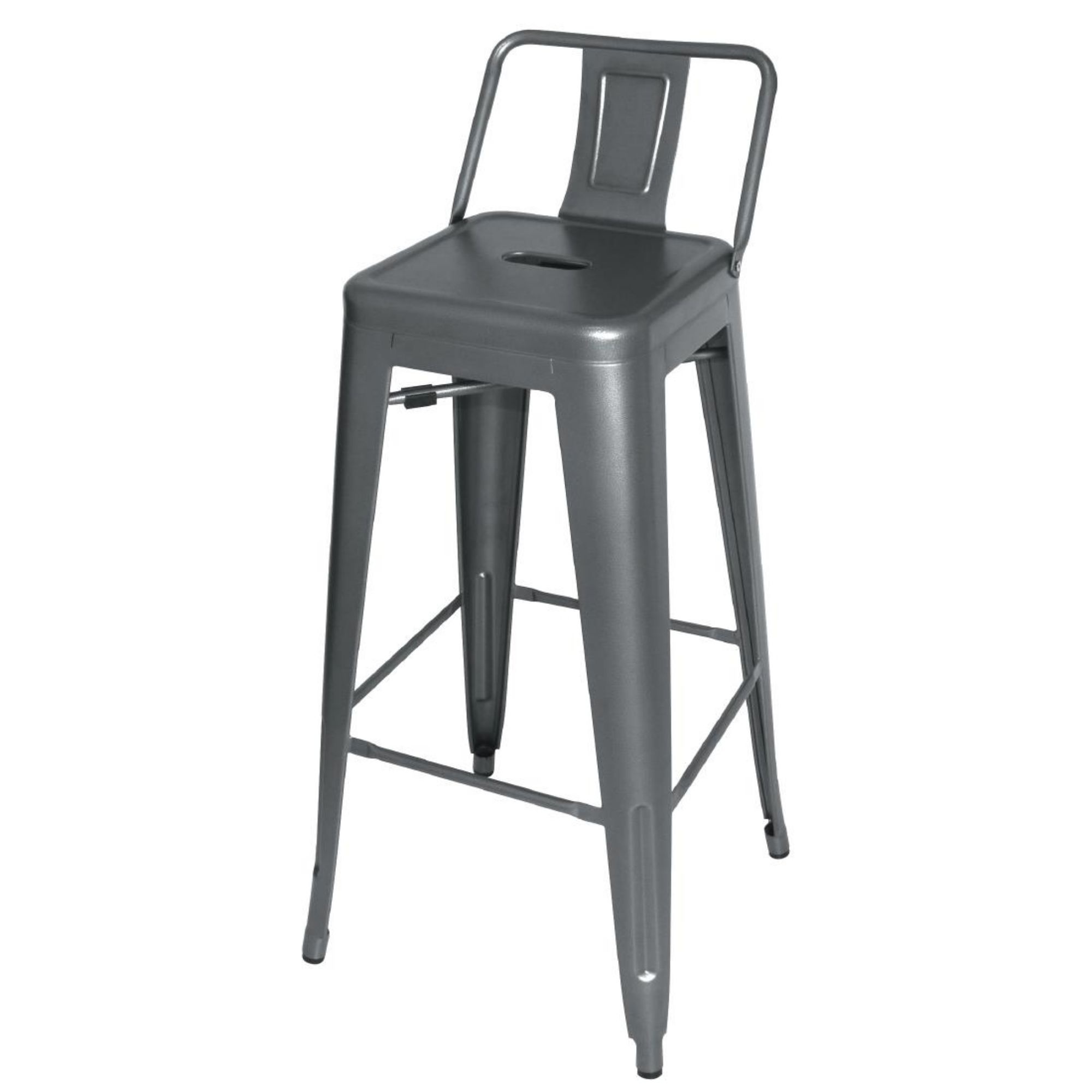 Picture of Bolero Bistro High Stool With Backrest Gun Metal (4 pack) - DM935