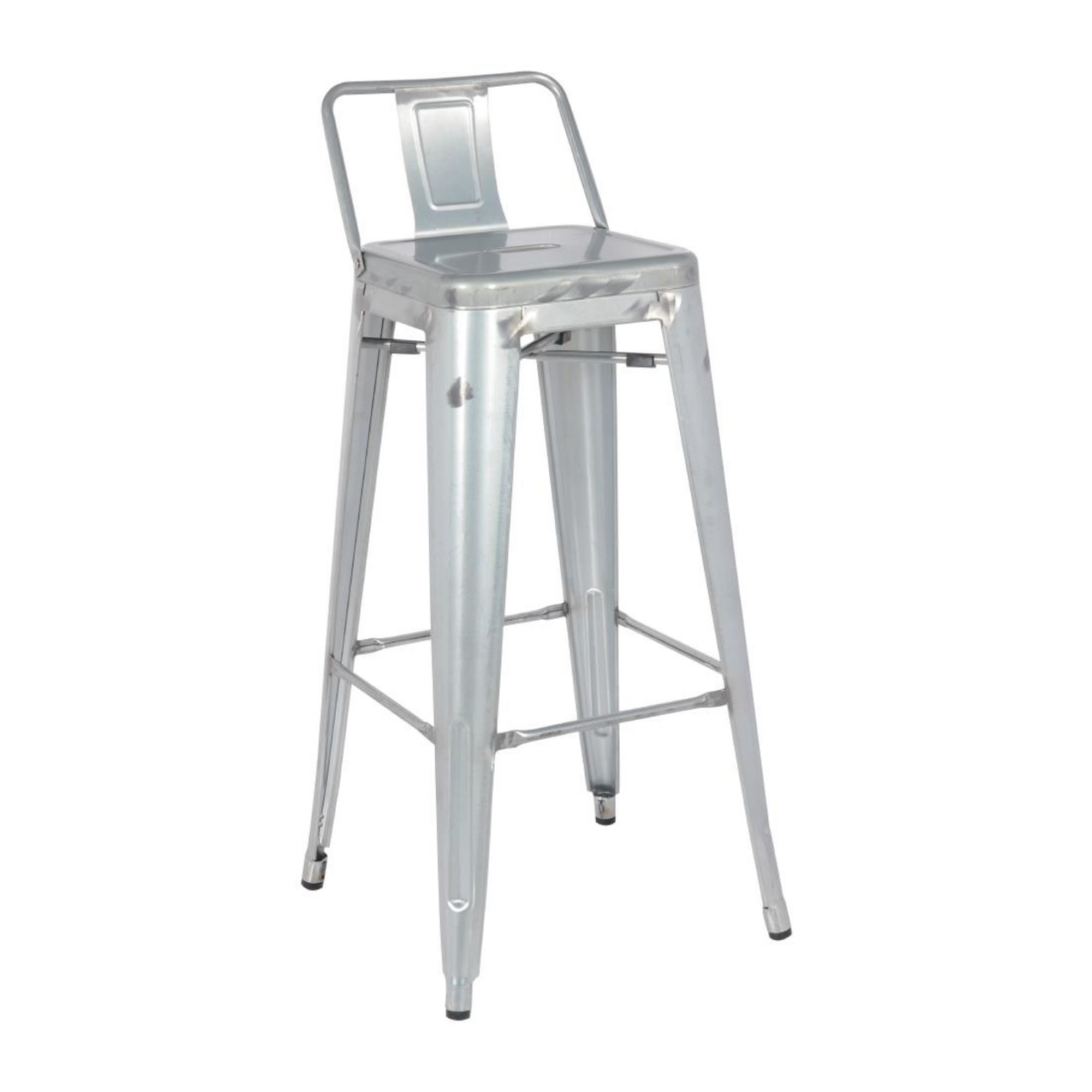 Picture of Bolero Bistro Galvanised Steel High Stool with Backrest (4 pack) - DL877