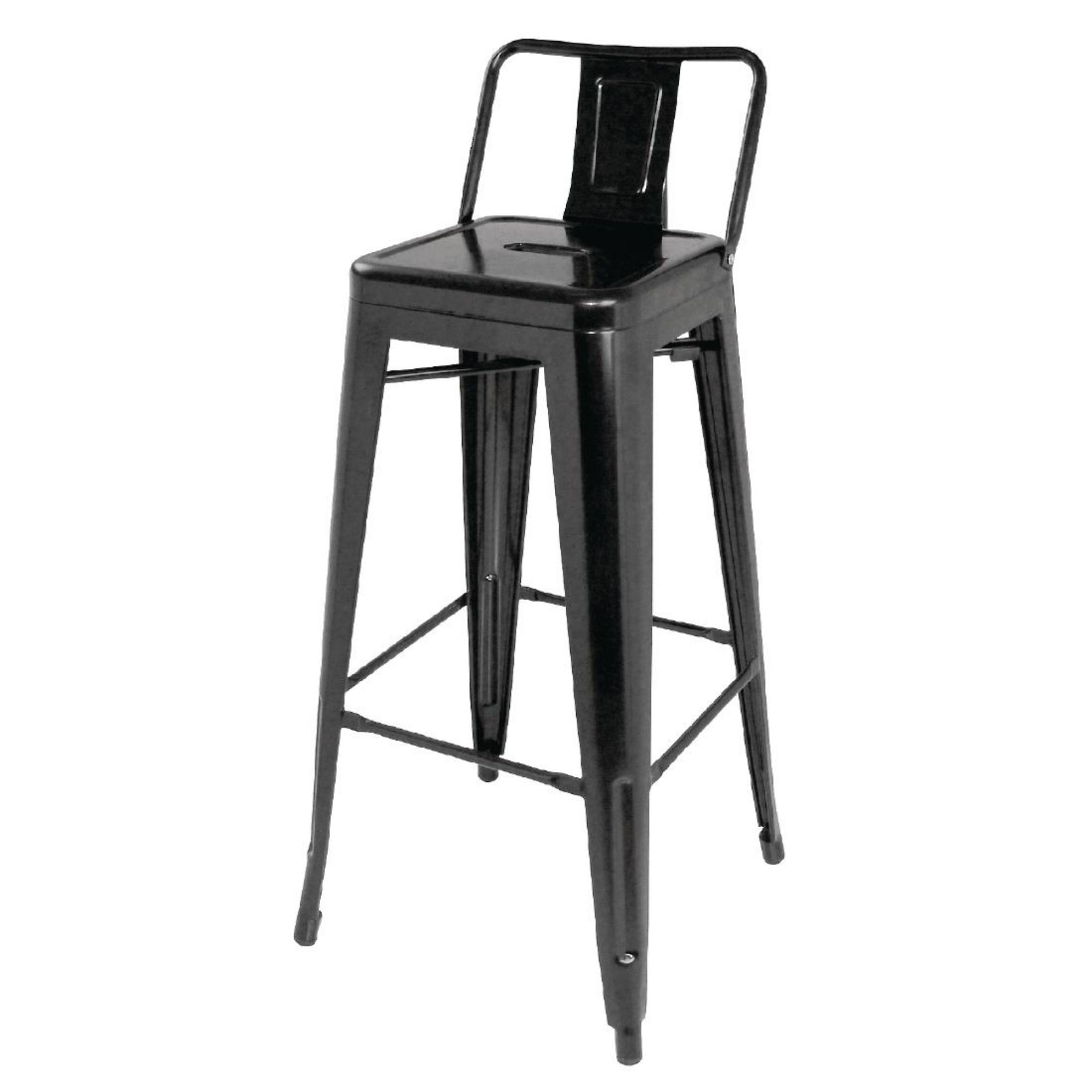 Picture of Bolero Bistro Steel High Stool with Backrest Black (4 pack) - DL882