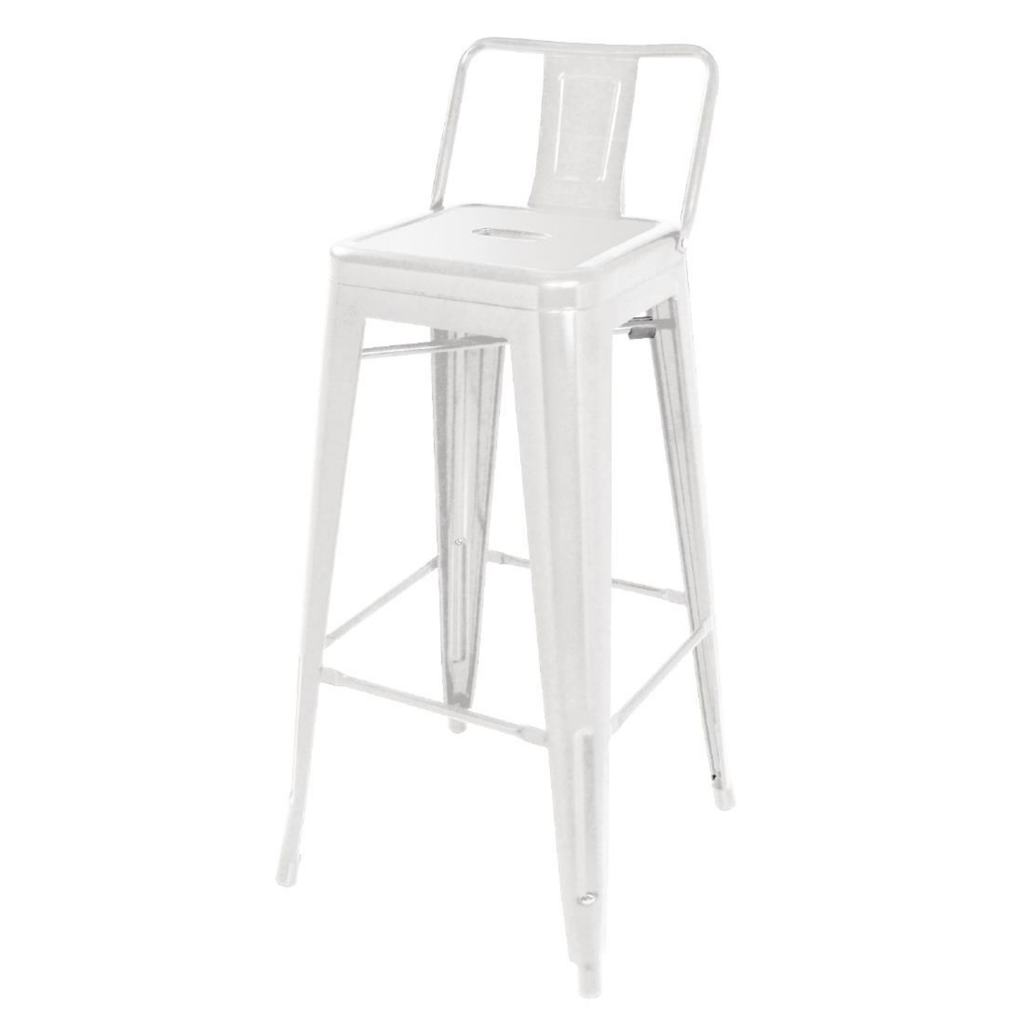 Picture of Bolero Bistro Steel High Stool With Backrest White (4 pack) - DL890