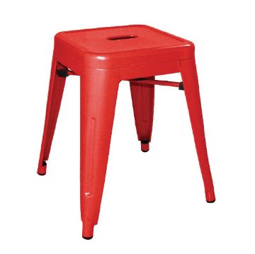 Picture of Bolero Bistro Steel Low Stool Red (4 pack)