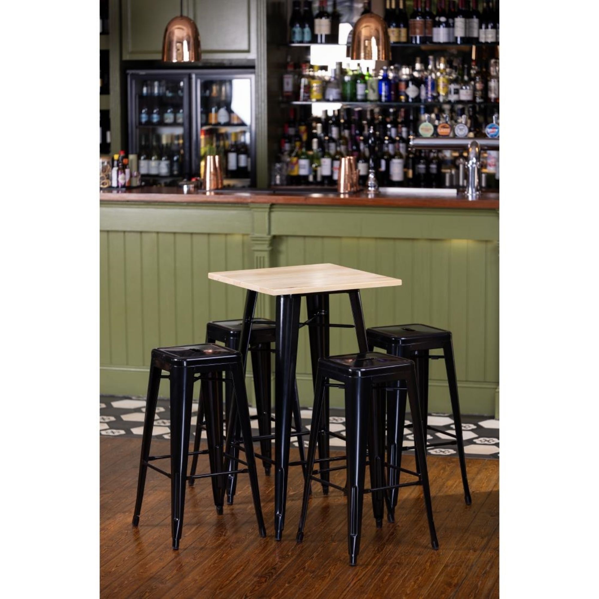 Picture of Bolero Bistro Steel High Stool Black (4 pack)
