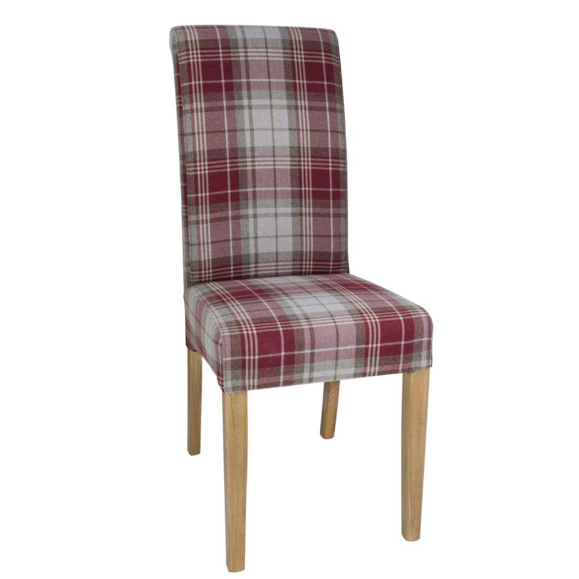 Picture of Bolero Austin Dining Chairs Wine Tartan (2 pack) - DB989