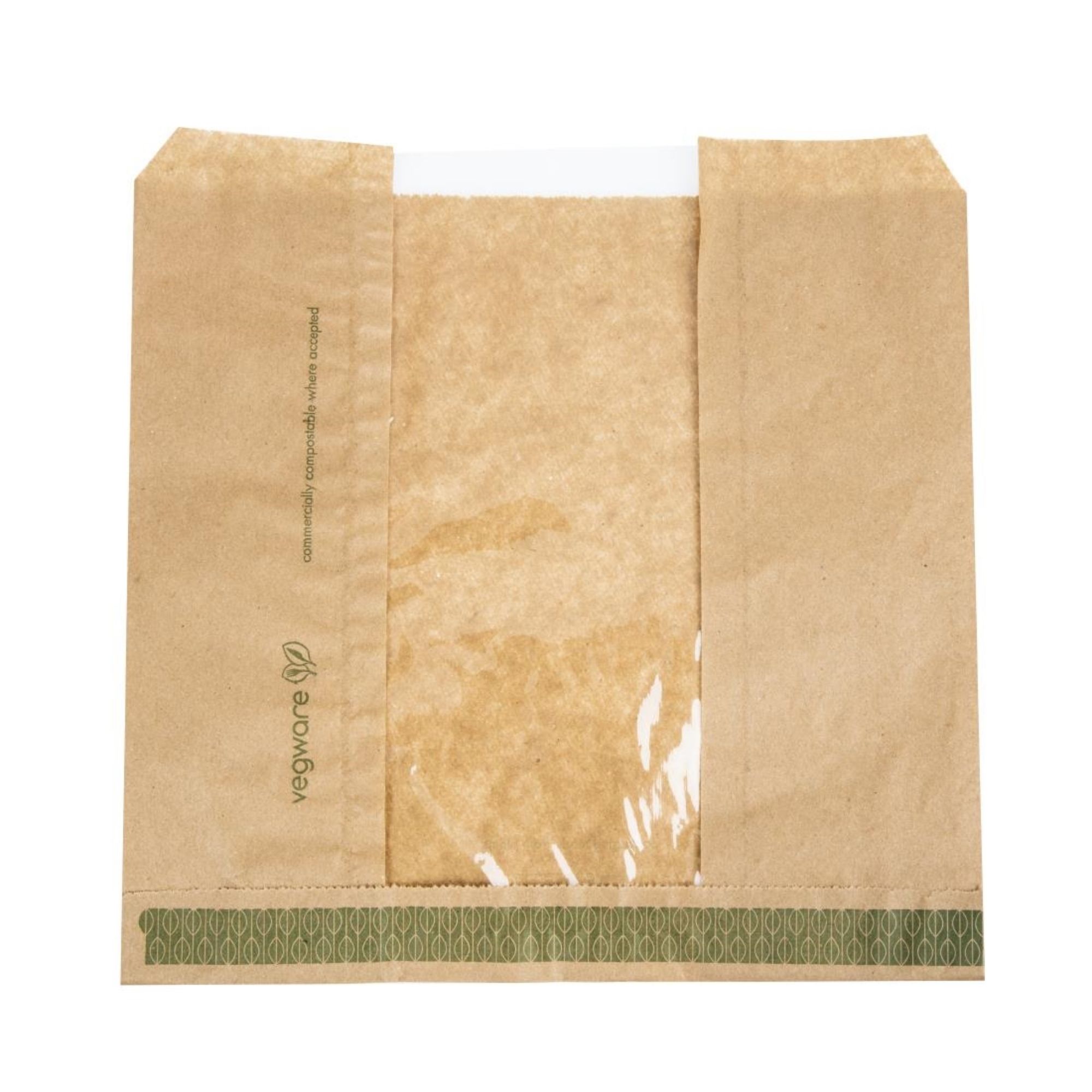 Picture of Vegware Compostable Kraft Sandwich Bags with NatureFlex Window Small (1000 pack) - CL741