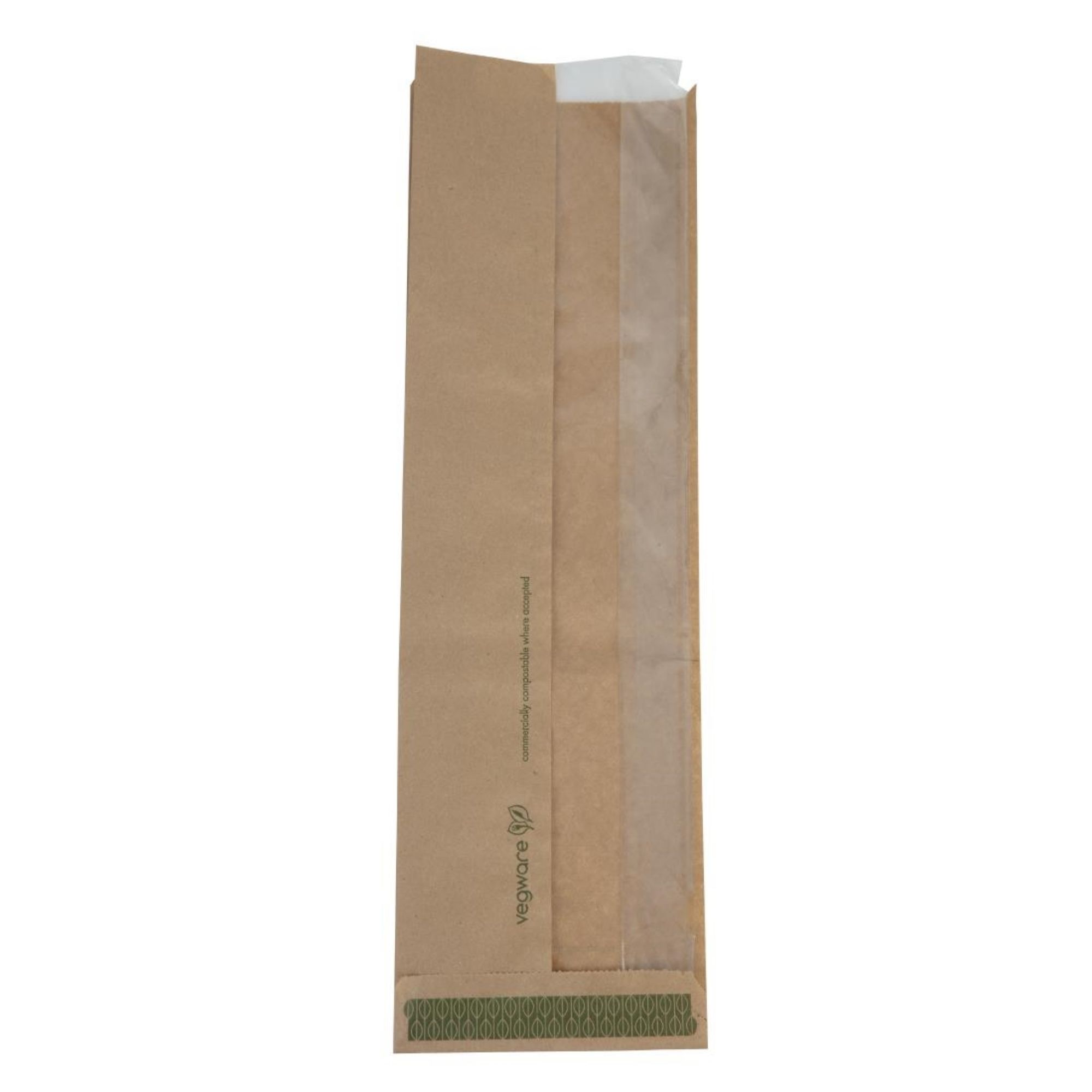 Picture of Vegware Compostable Kraft Baguette Bags With PLA Window (1000 pack) - CL693