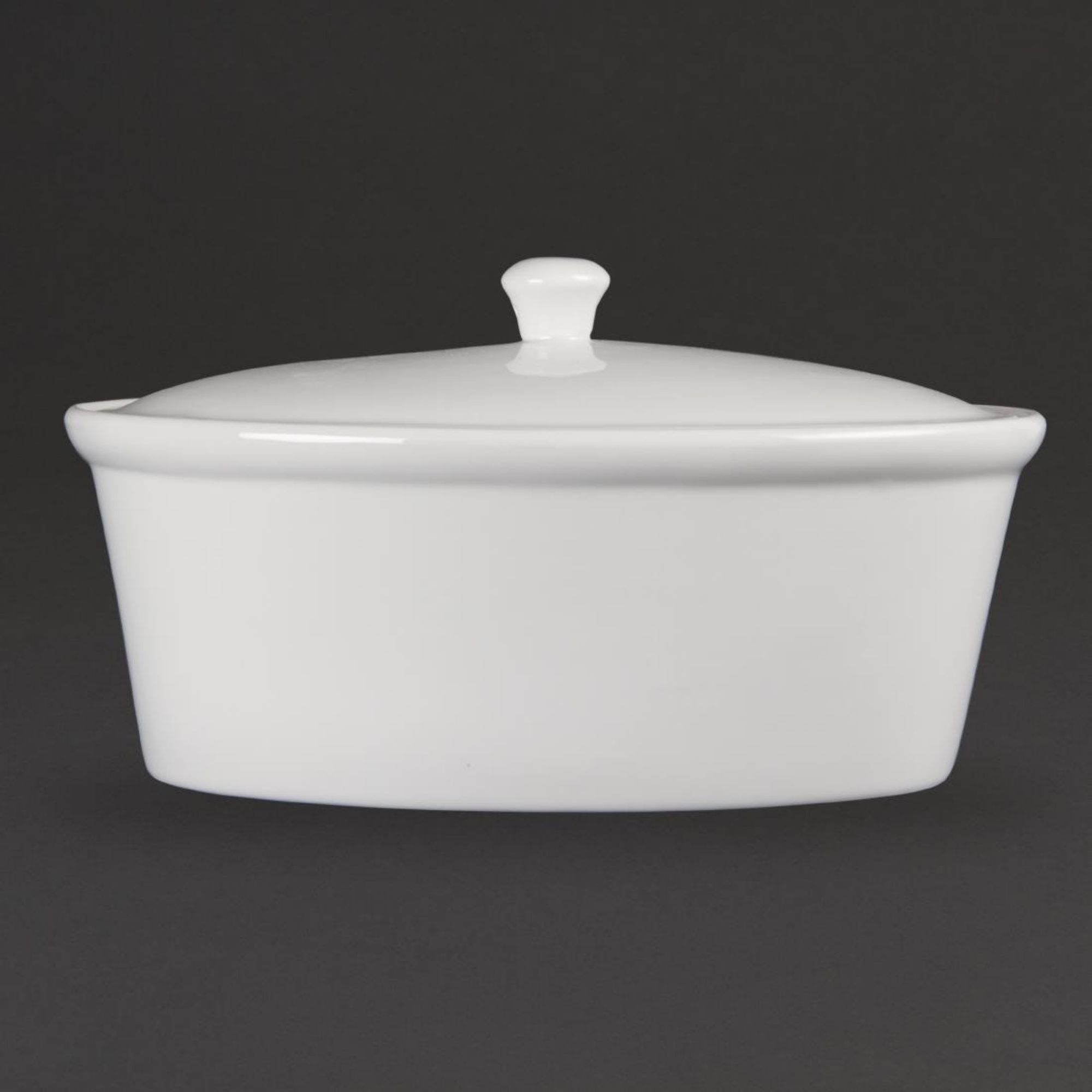 Picture of Olympia Whiteware Oval Casserole Dish with Lid 2.2Ltr - CB712