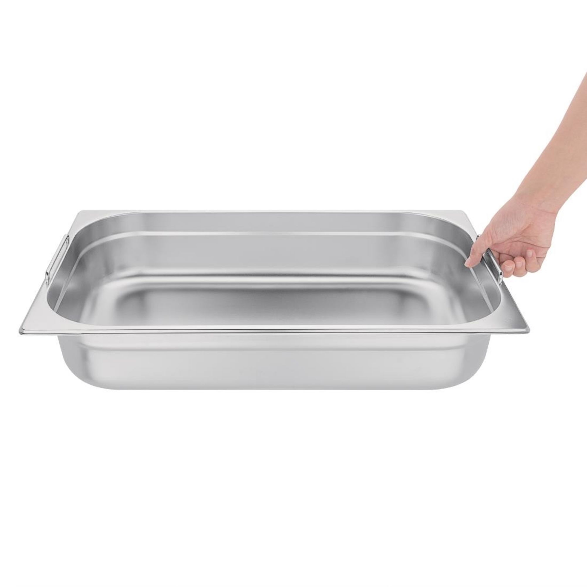Picture of Vogue Stainless Steel 1/1 Gastronorm Tray With Handles 100mm