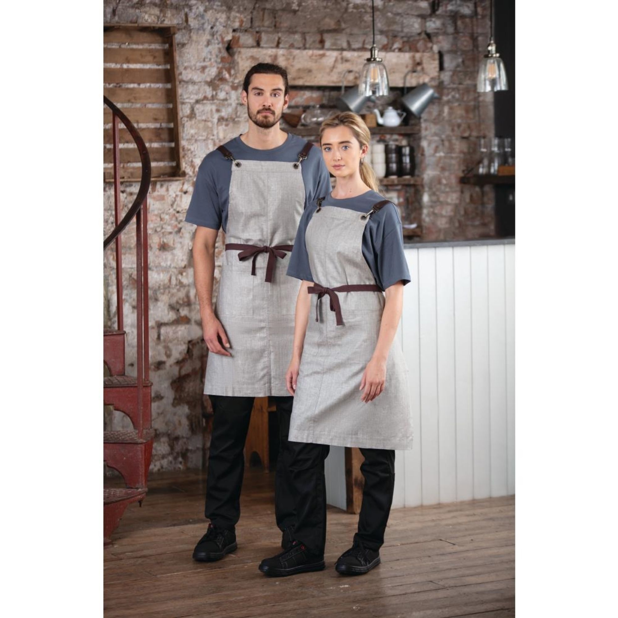 Picture of Southside Linen Blend Bib Apron Grey - BB693