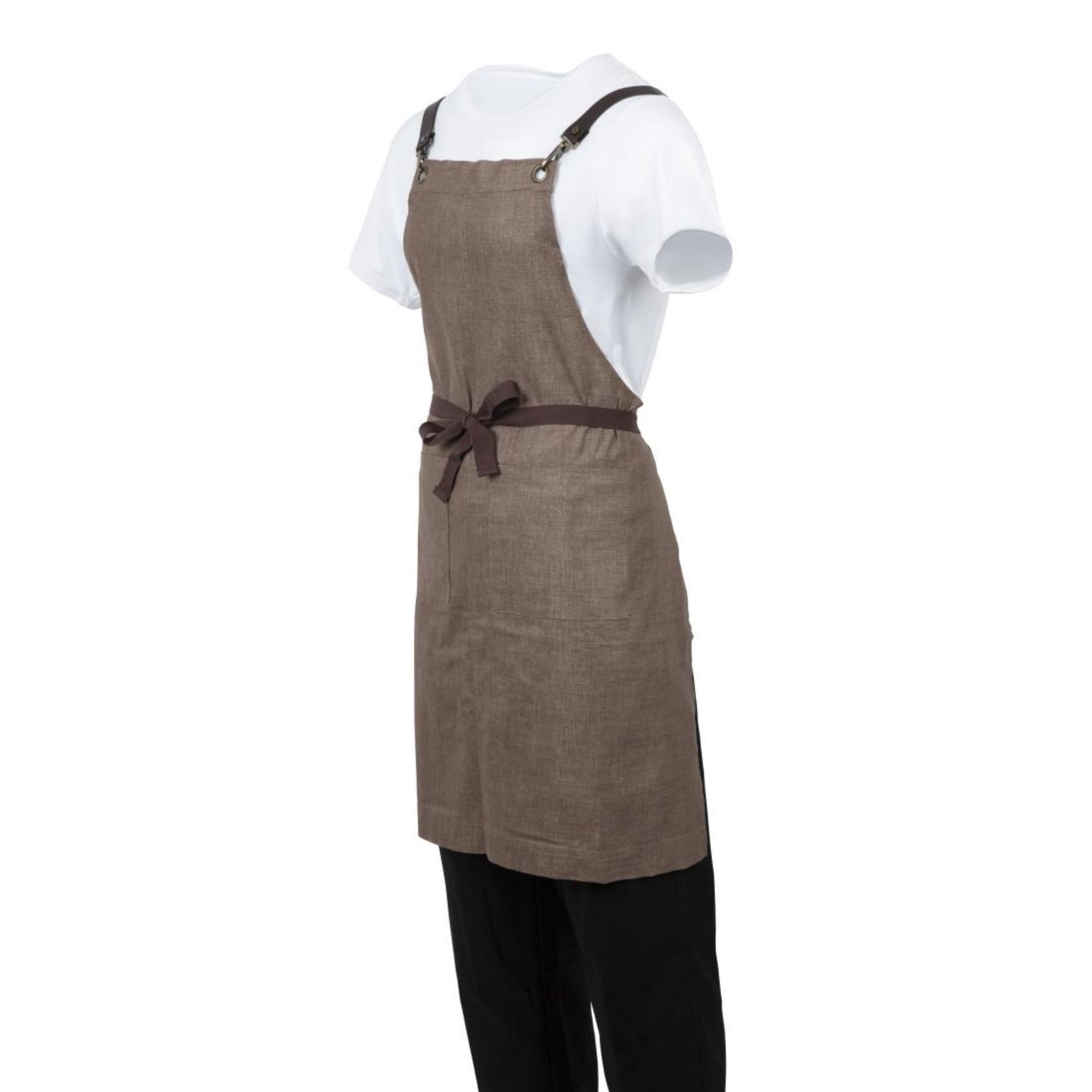 Picture of Southside Linen Blend Bib Apron Chocolate