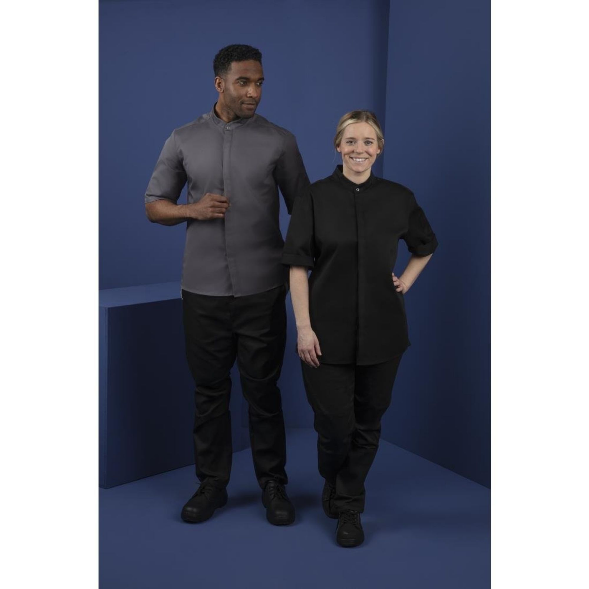 Picture of Southside Band Collar Chef Jacket Charcoal S