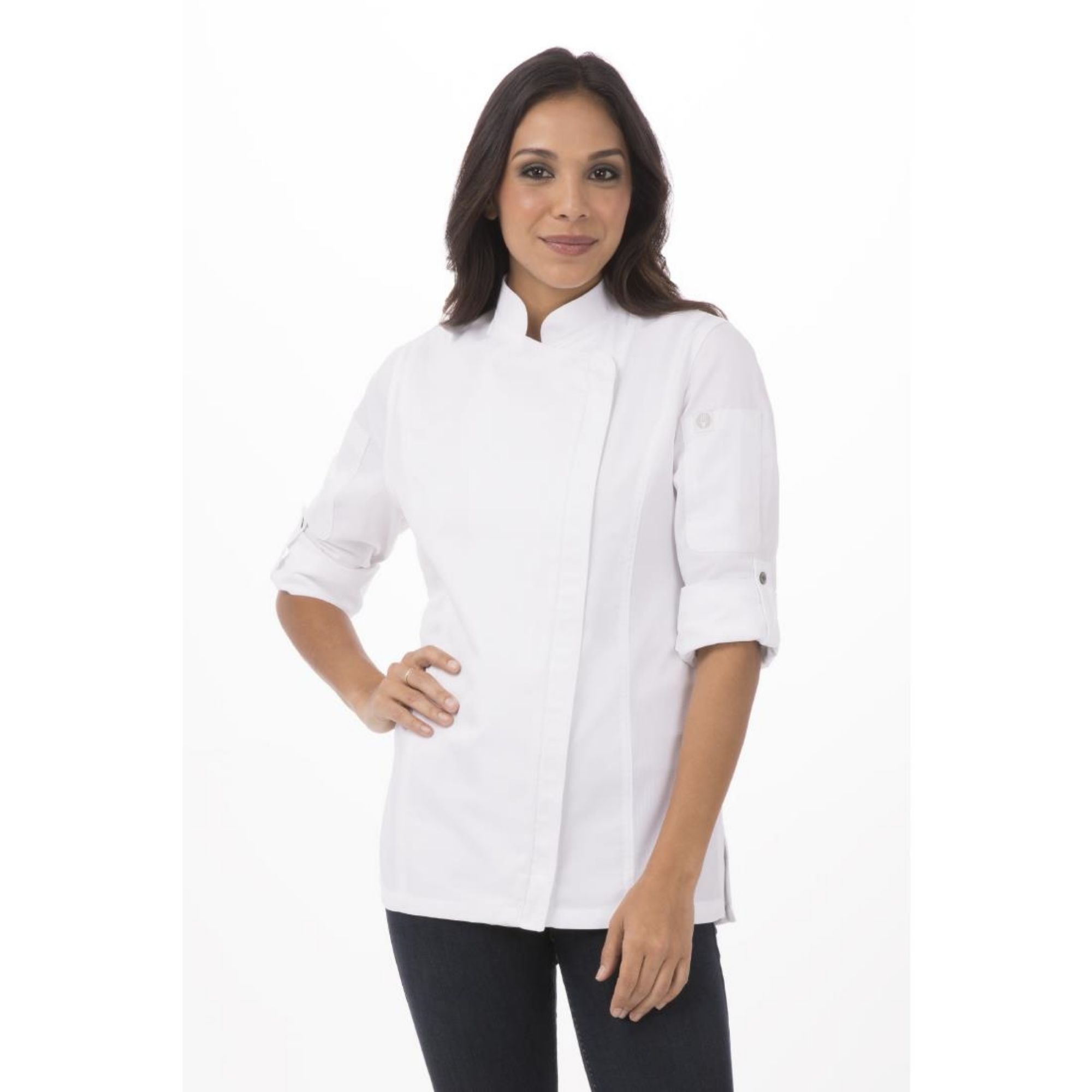 Picture of Chef Works Urban Womens Hartford Lightweight L/S Zipper Coat White Size XL - BB271-XL