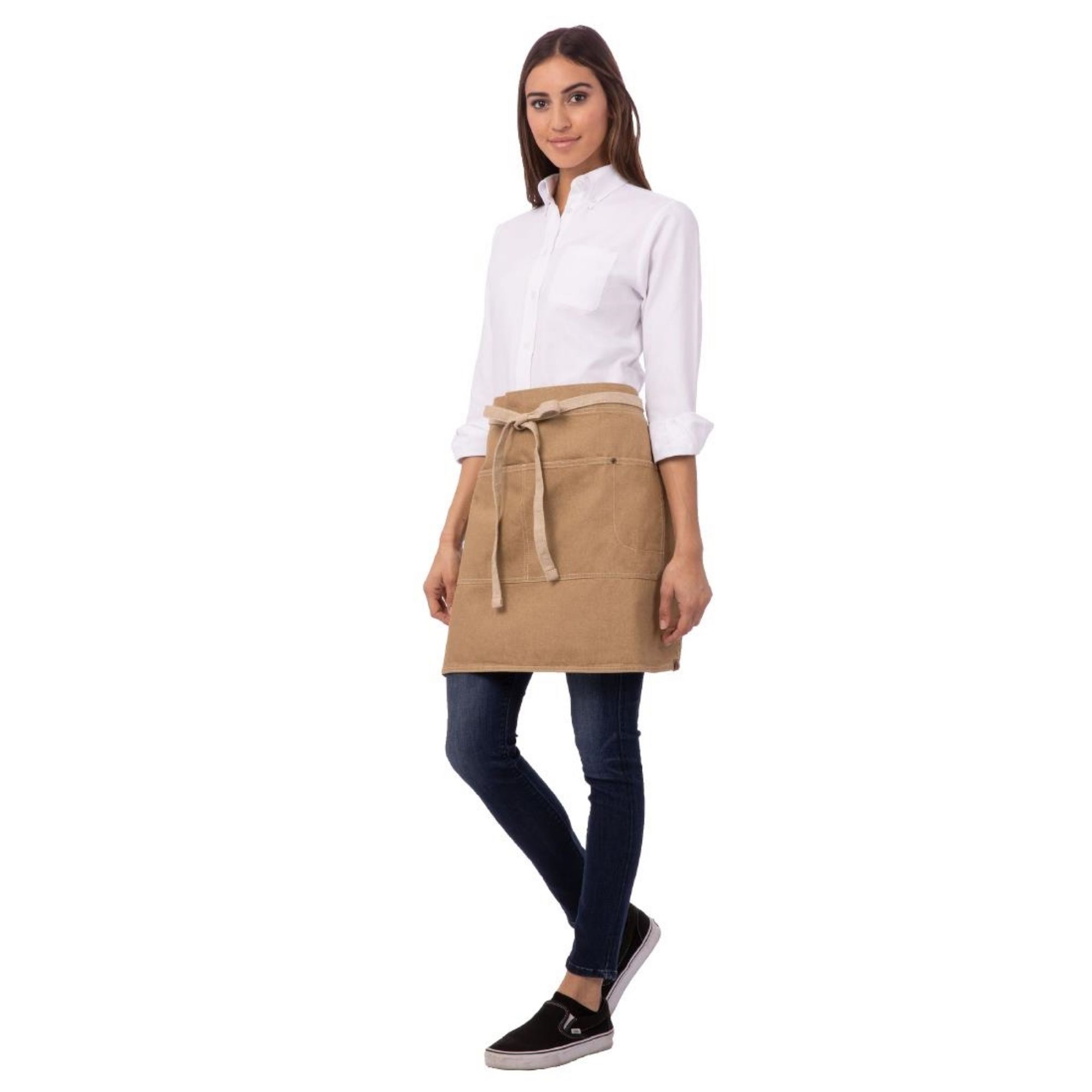 Picture of Chef Works Urban Austin Denim Half Bistro Apron Natural - BB019