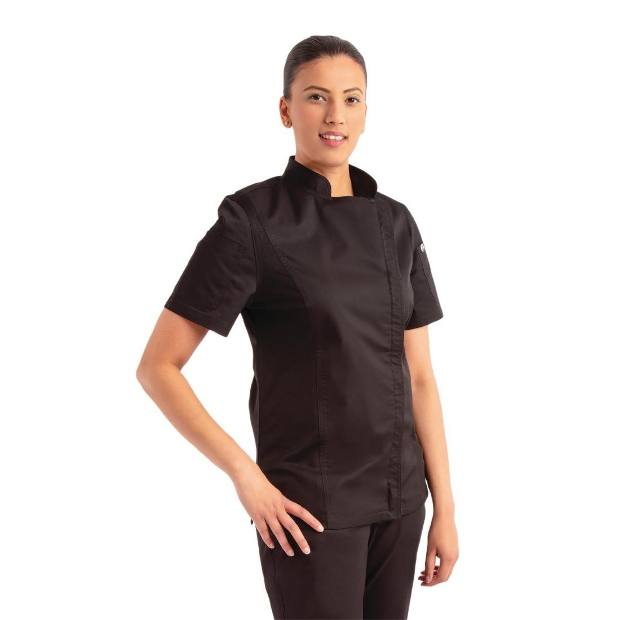 Picture of Chef Works Womens Springfield Zip Chef Jacket Black 2XL - BB051-XXL