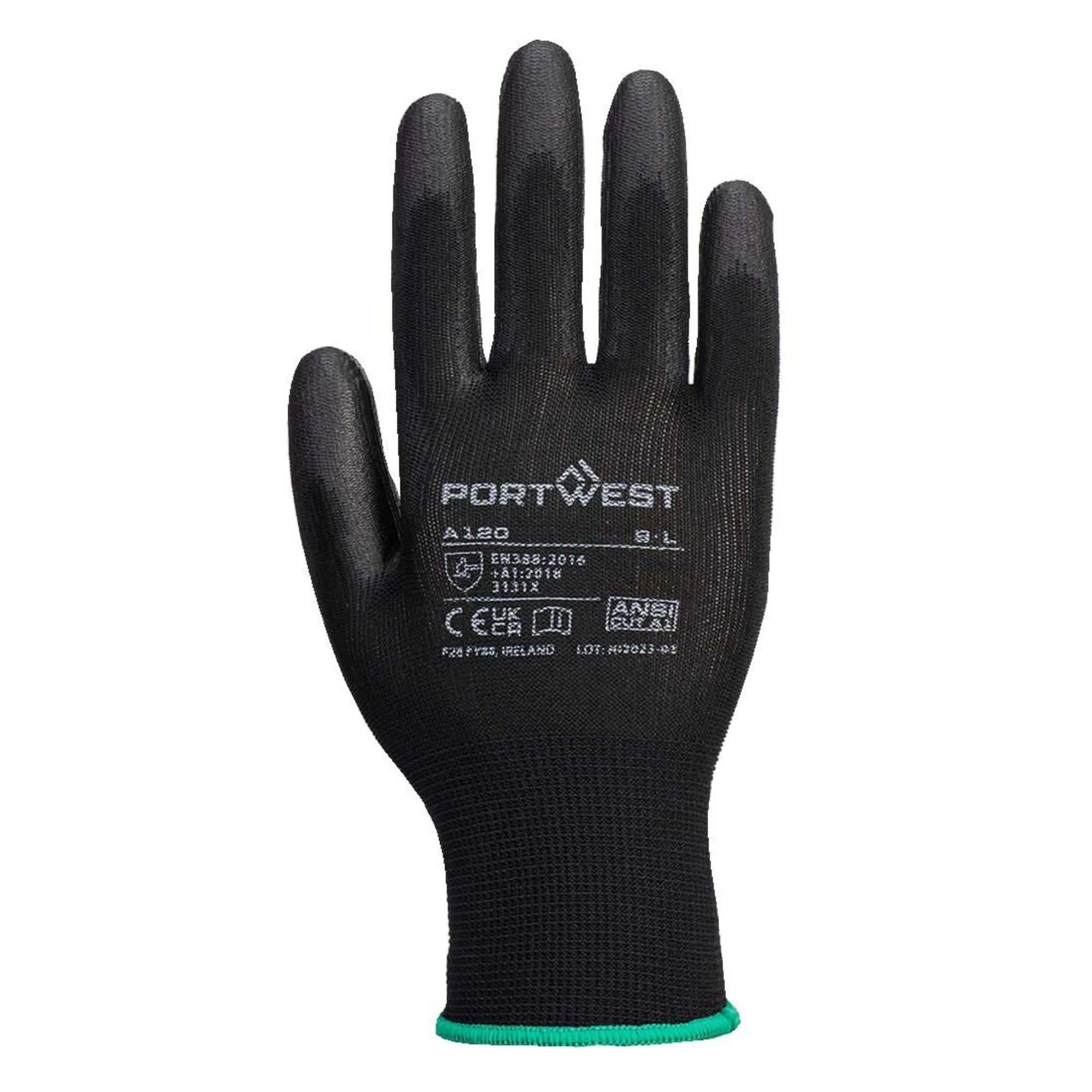 Picture of Portwest Black PU Palm Glove Size M - BA183-M
