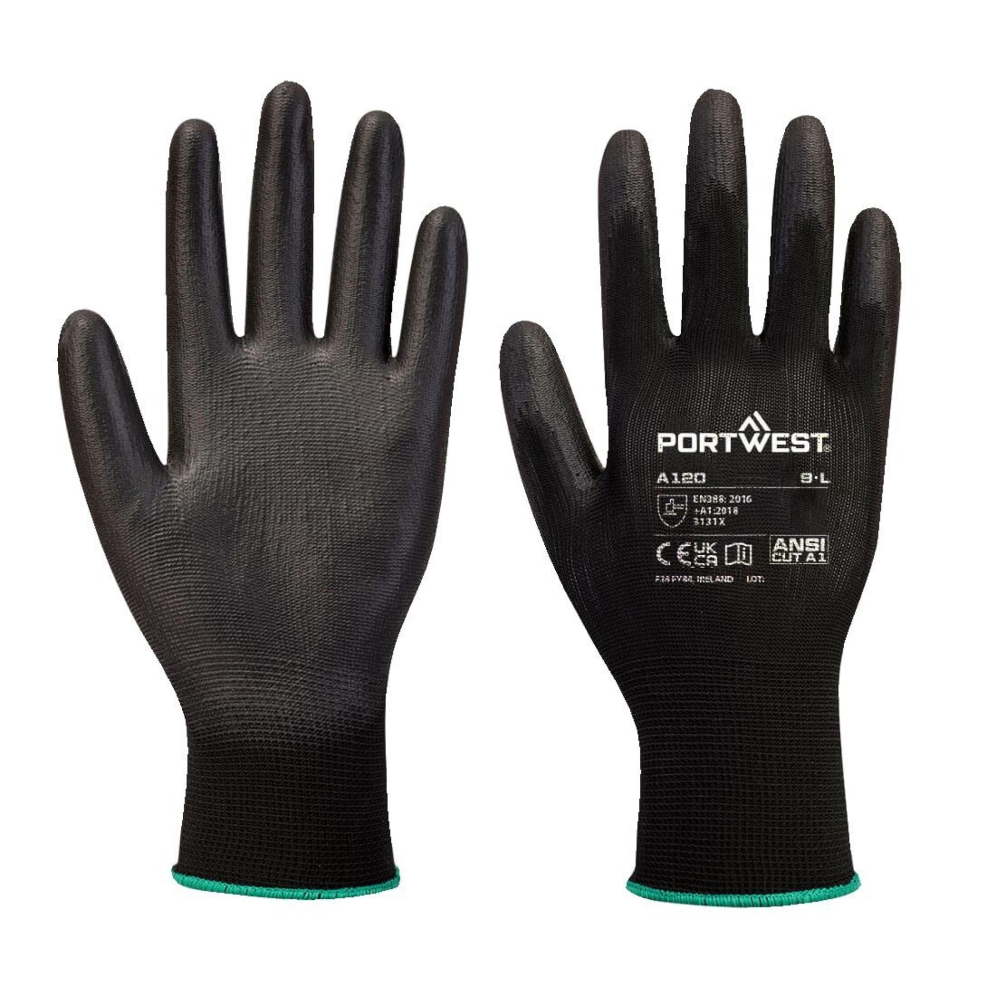 Picture of Portwest Black PU Palm Glove Size L