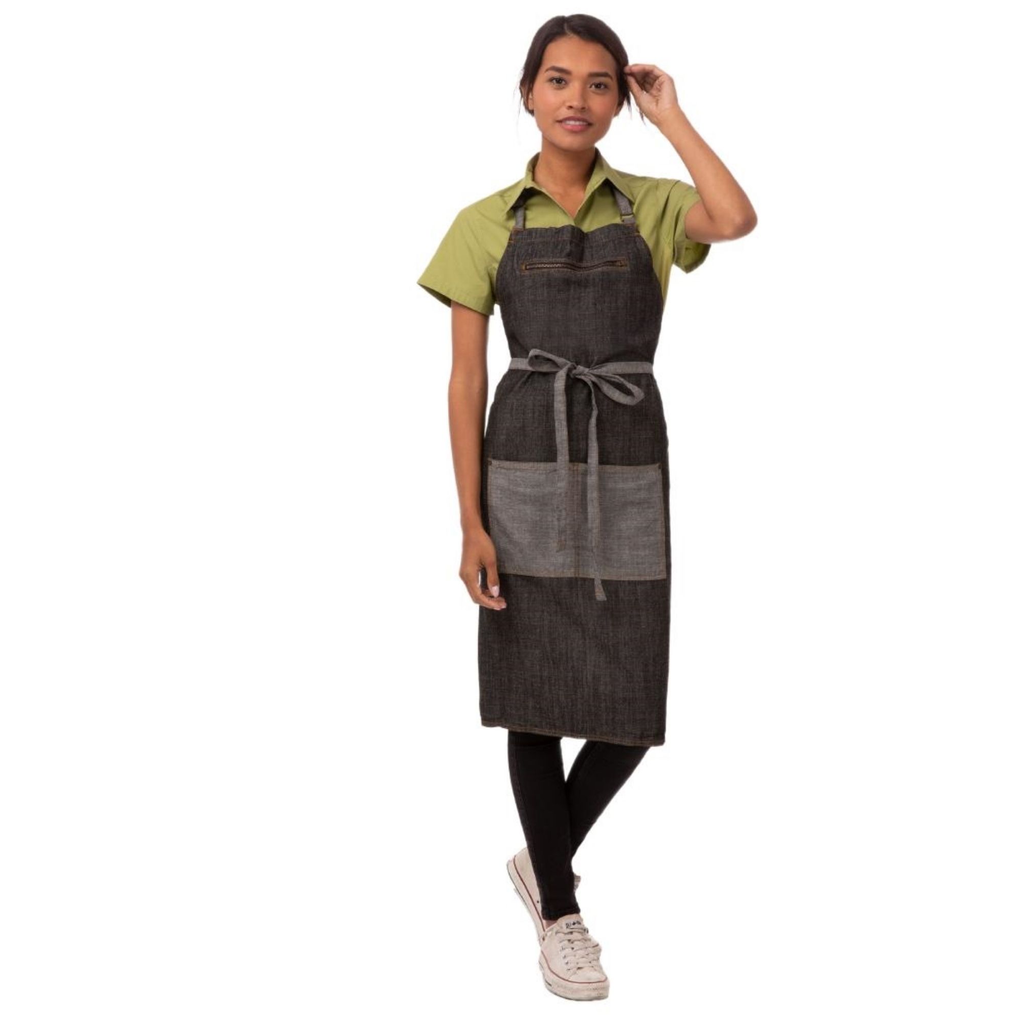 Picture of Chef Works Urban Manhattan Bib Apron Indigo - B719