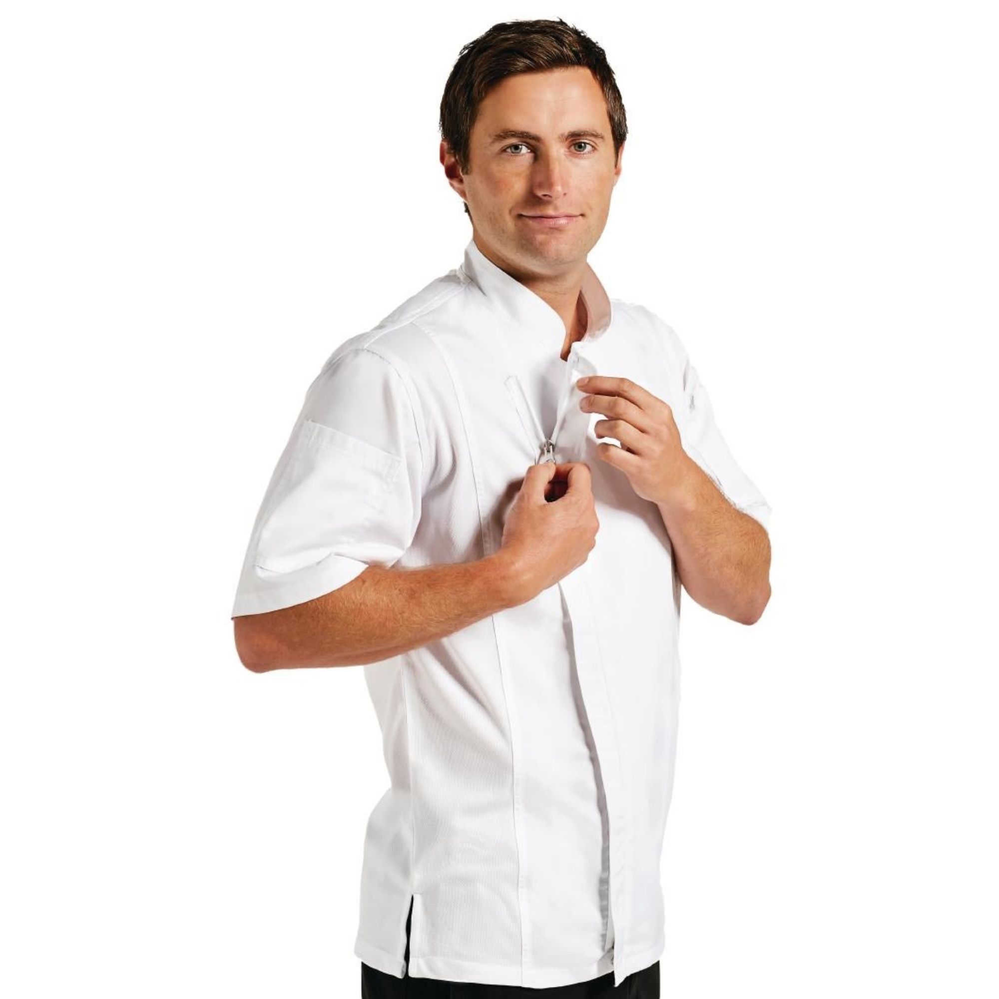 Picture of Chef Works Springfield Zipper Mens Chef Jacket White 2XL