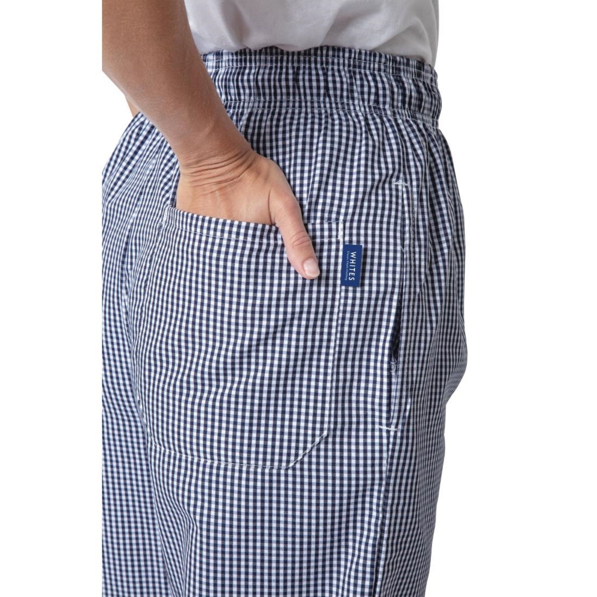 Picture of Whites Unisex Vegas Chefs Trousers Blue & White Check 2XL