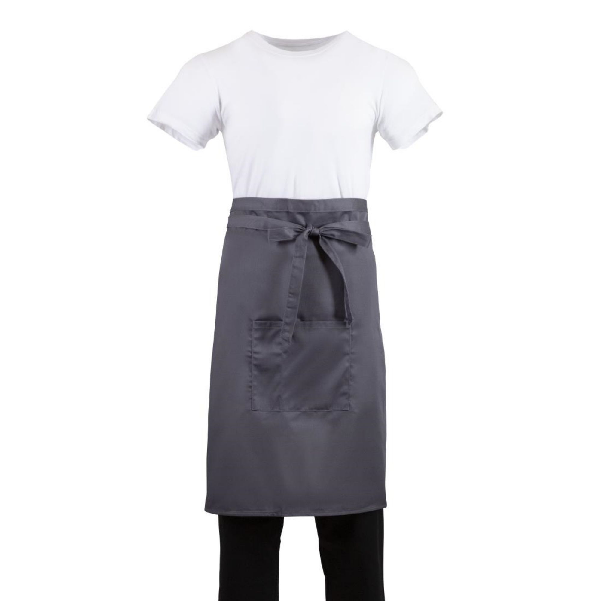 Picture of Whites Bistro Apron Polycotton Charcoal with Pocket - B158