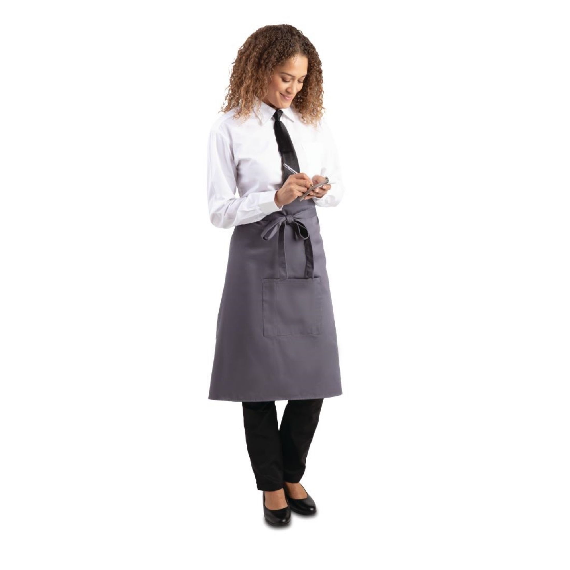Picture of Whites Bistro Apron Polycotton Charcoal with Pocket