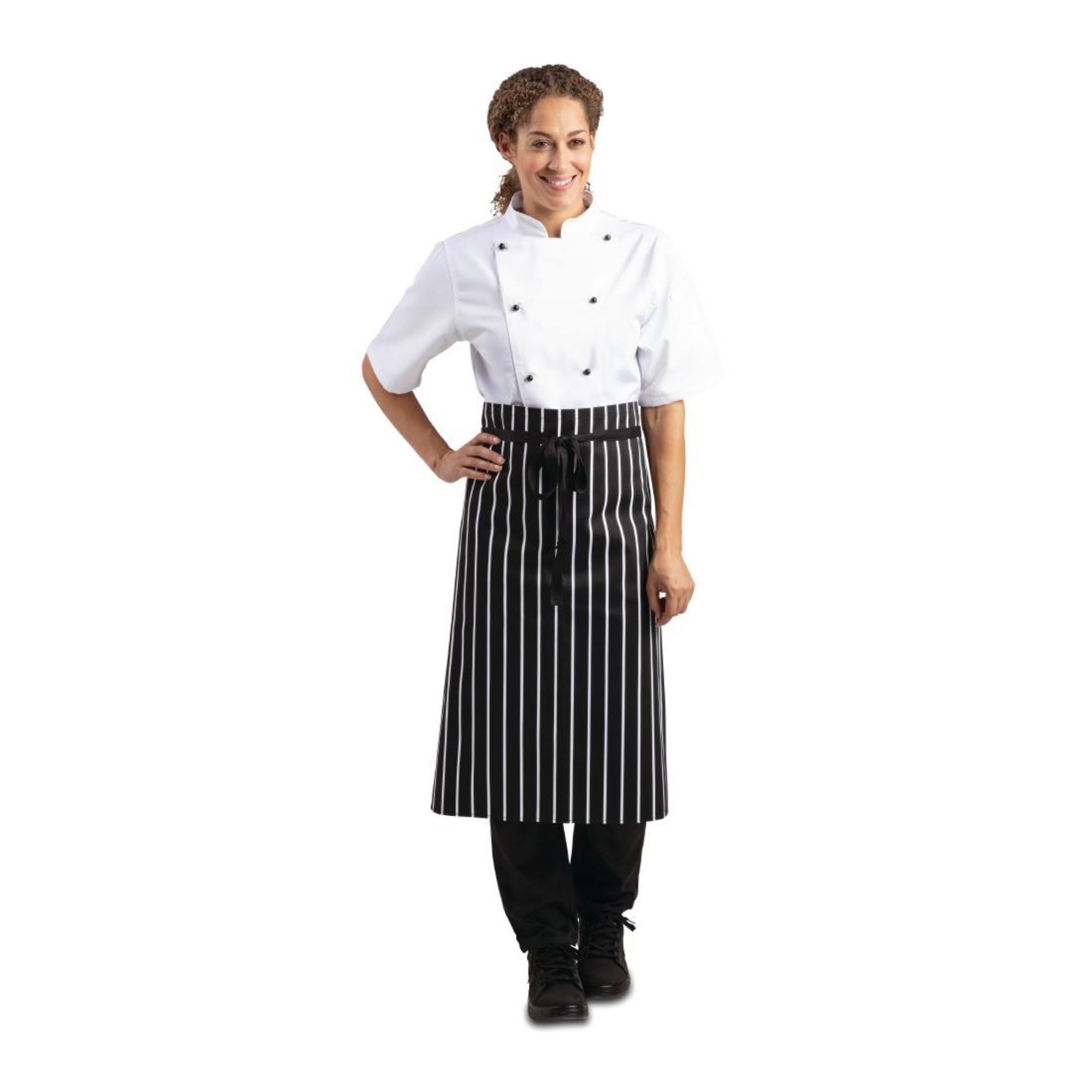 Picture of Whites Bistro Apron Black/White Butchers Stripe - A938