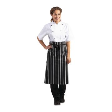 Picture of Whites Bistro Apron Black/White Butchers Stripe