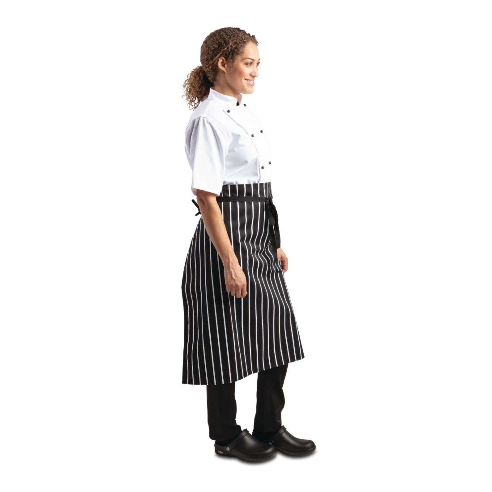 Picture of Whites Bistro Apron Black/White Butchers Stripe