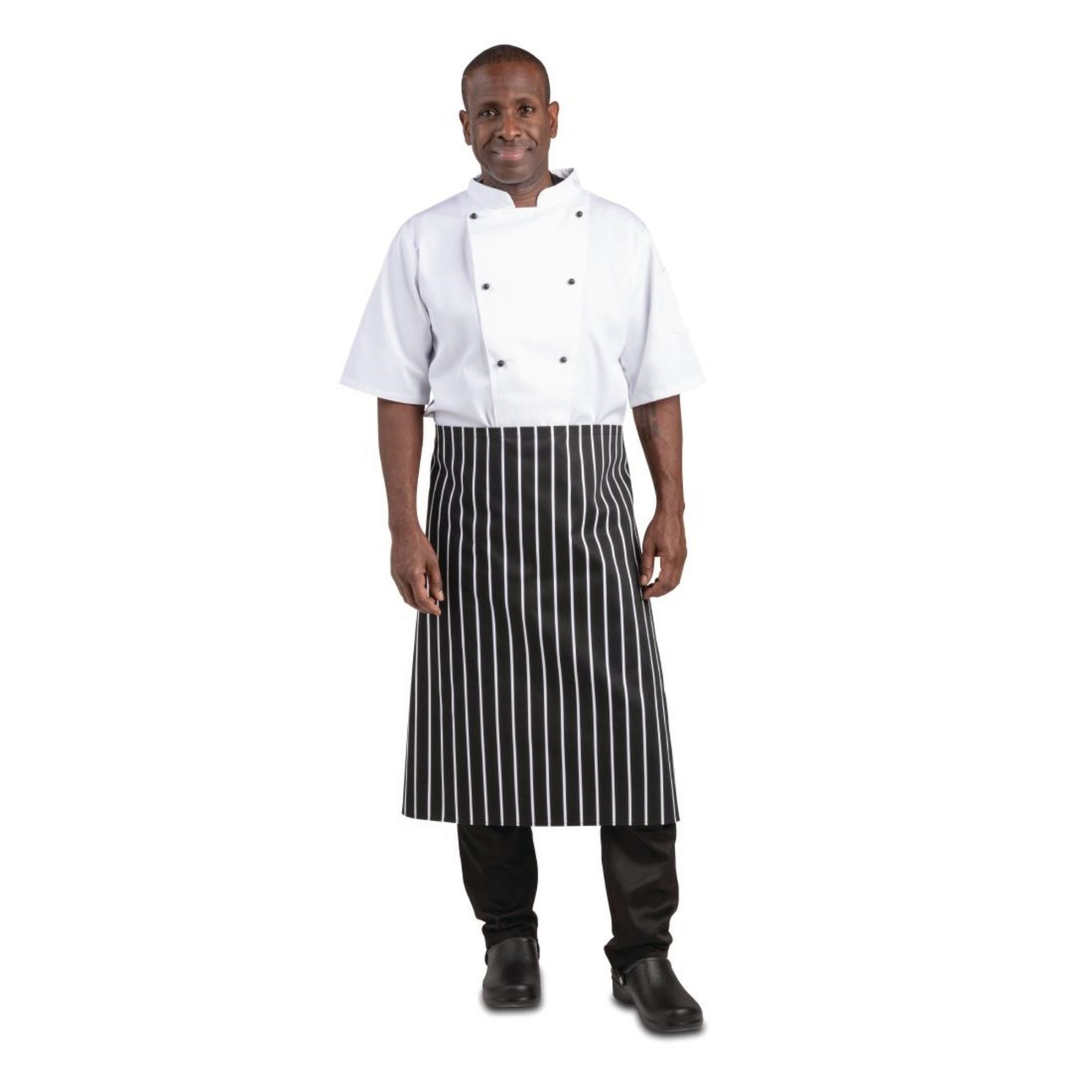 Picture of Whites Bistro Apron Black/White Butchers Stripe