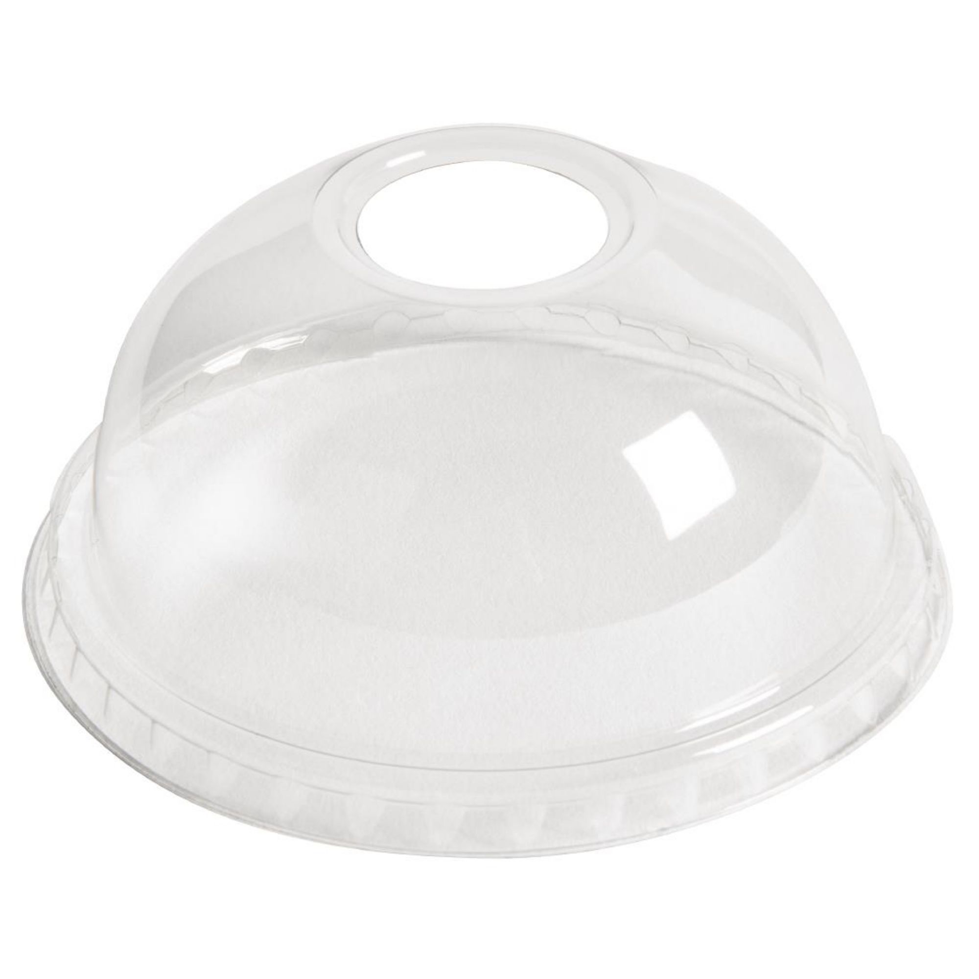Picture of eGreen Flexy-Glass Recyclable Domed Lids For Half Pint and Hi Ball Glasses With Hole 77mm (1000 Pack) - DE134