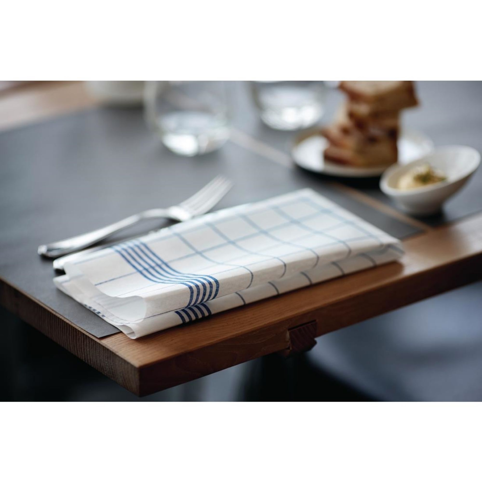 Picture of Dunisoft Towel Napkin Blue Check 38x54cm (250 Pack)