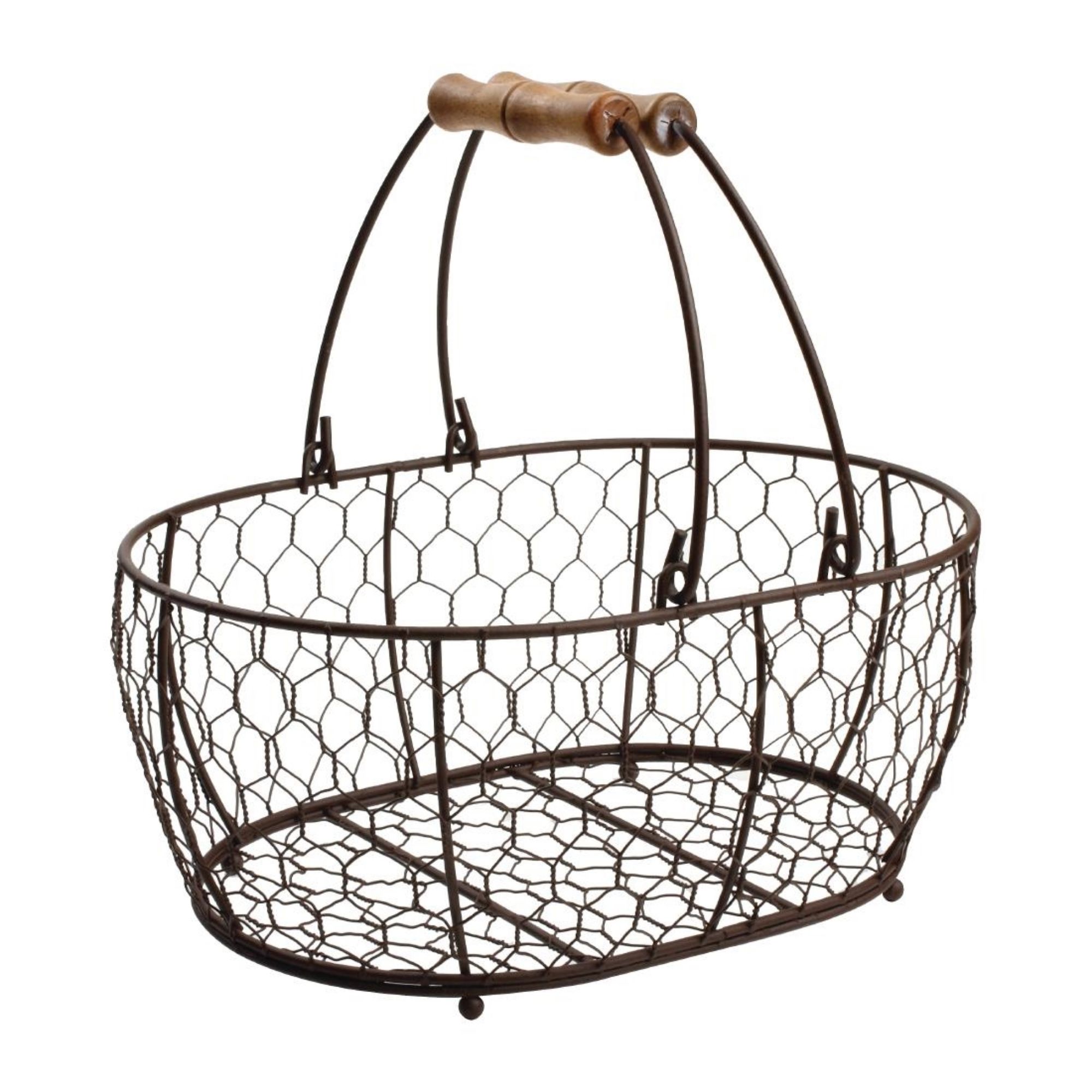 Picture of T&G Provence Wire Oval Basket with Handles Brown - CL488