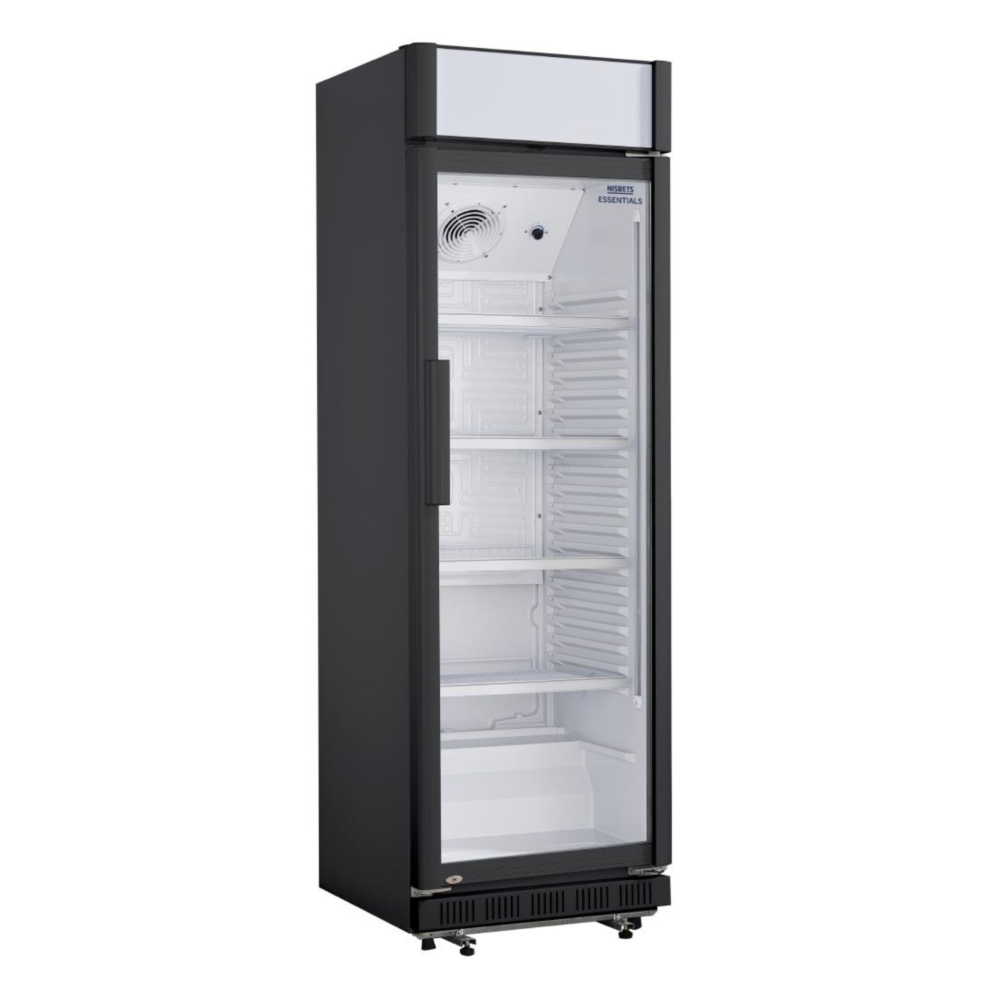 Picture of Caterboss Essentials Upright Display Cooler Black with Light Box - 354Ltr - CJ794