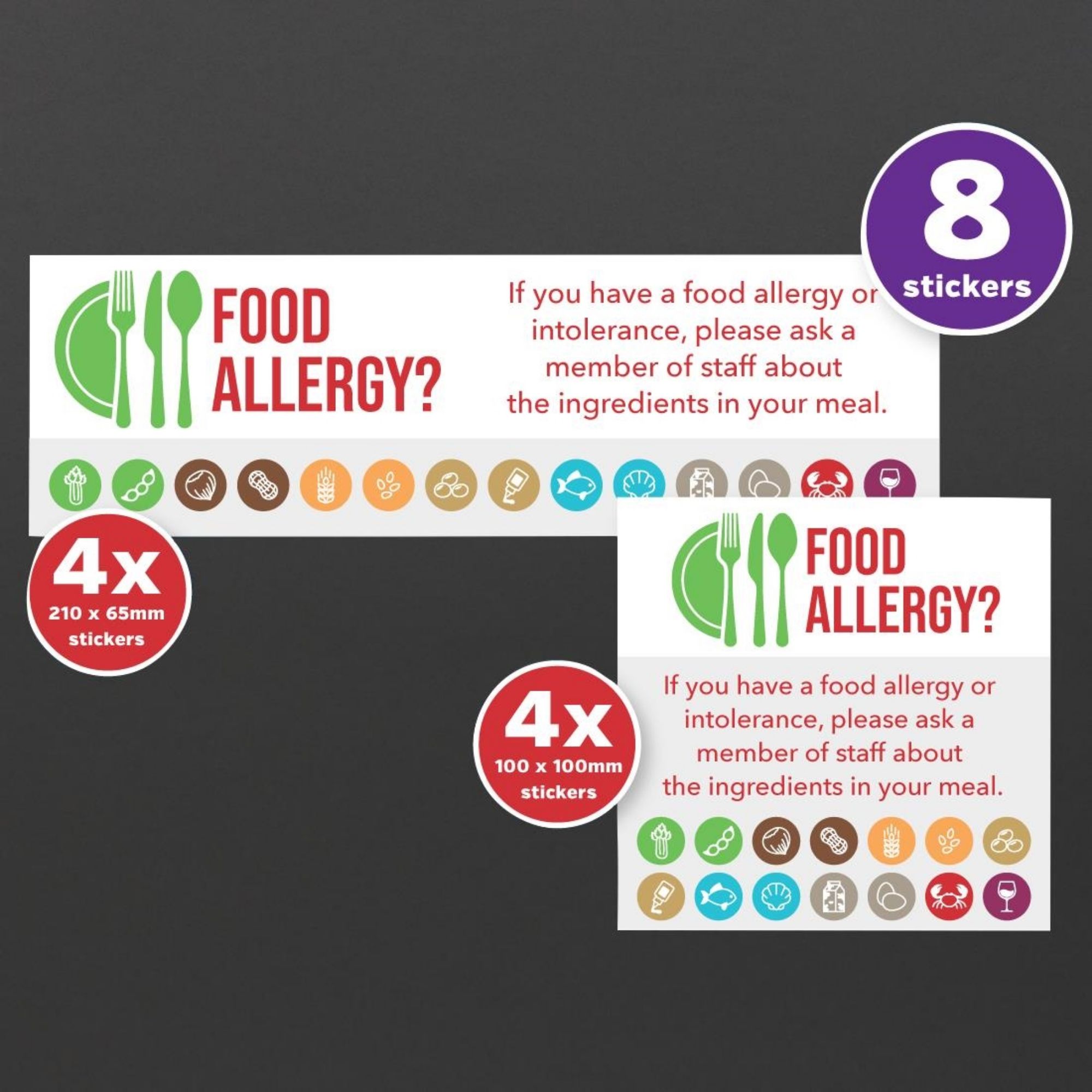 Picture of Allergy Awareness Self Adhesive Vinyl Sticker Pack  (8 pack) - CG205